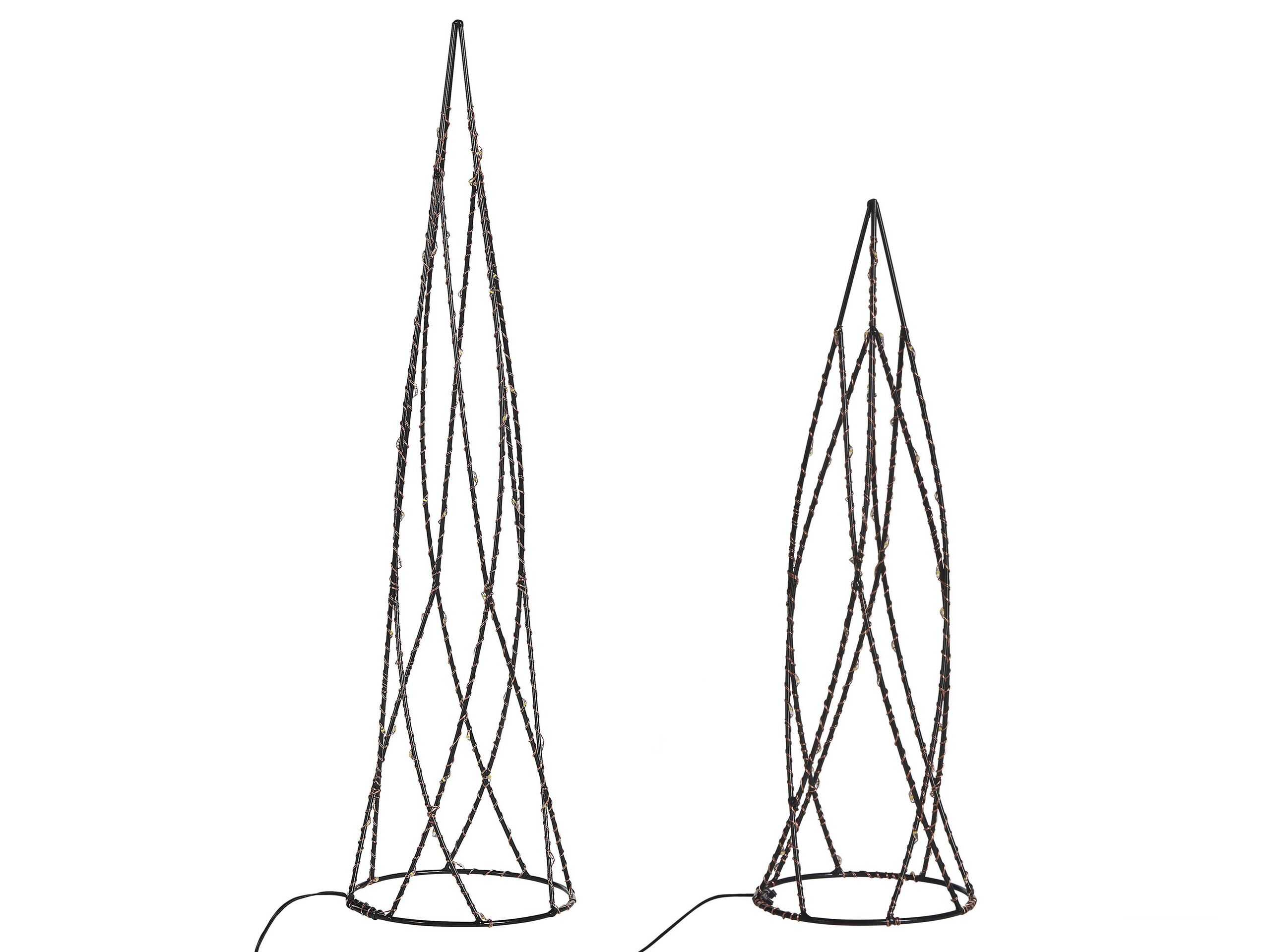 Set of 2 LED Decorative Figurines Christmas Tree Black NEIDEN - Gemini Interiors