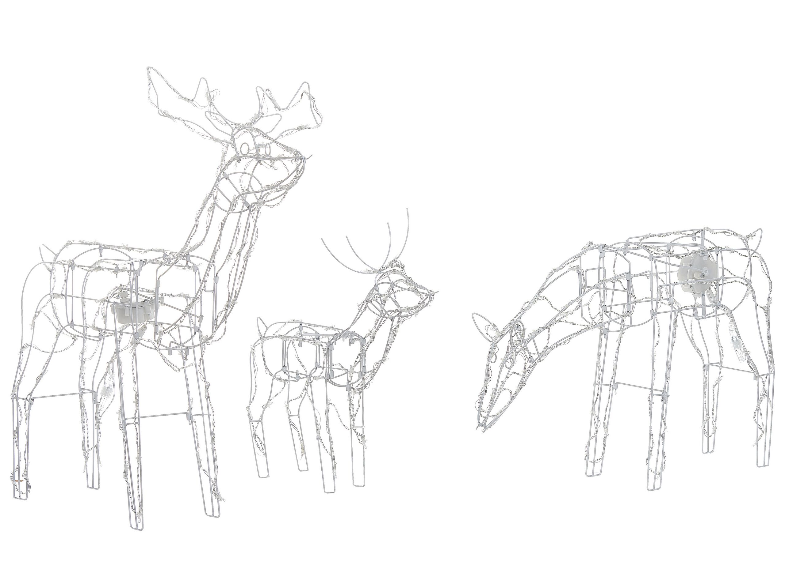 Set of 3 Outdoor LED Decorations Animated Reindeer 76 cm White MIKKELI - Gemini Interiors
