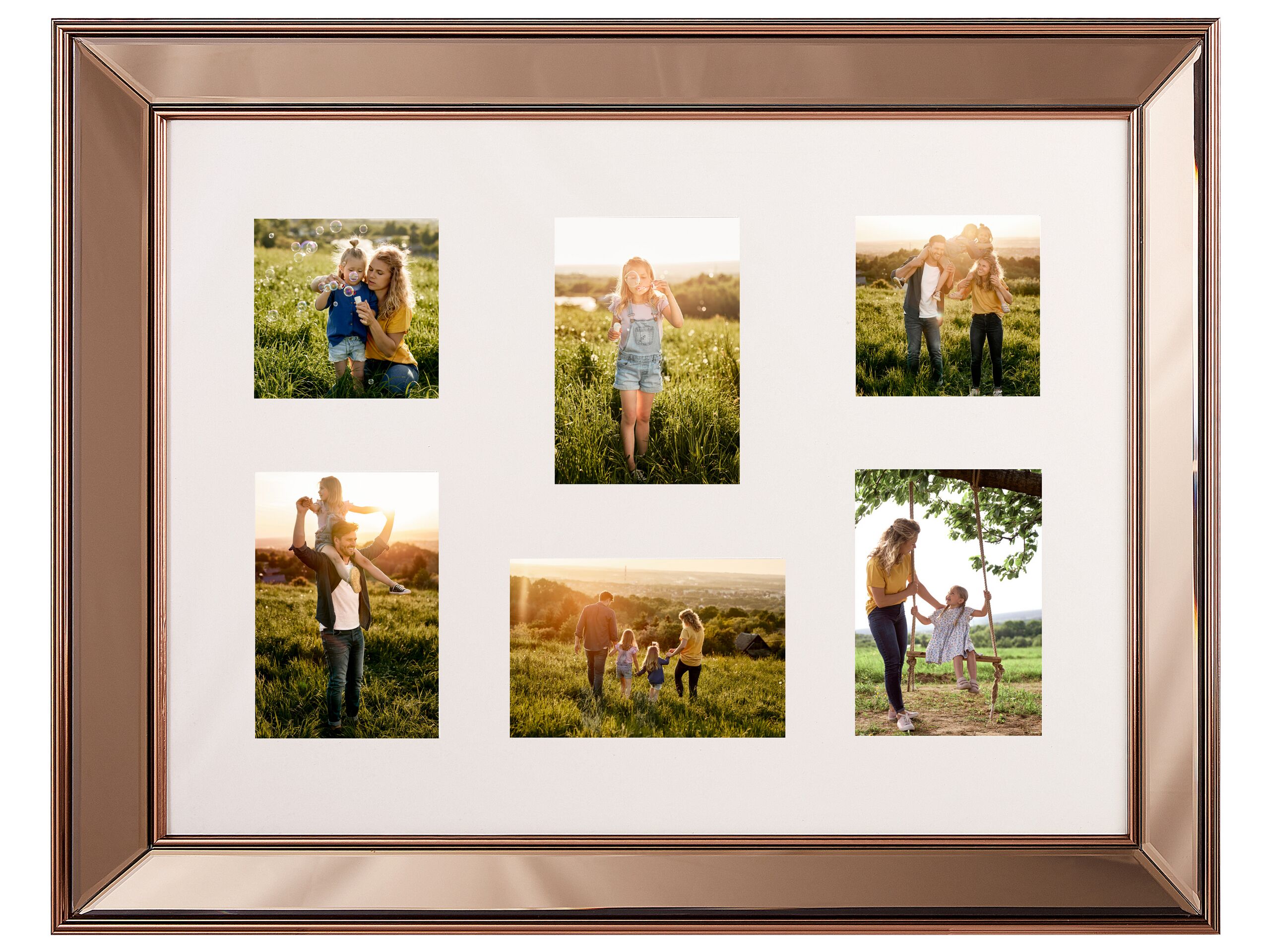 Mirrored Multi Frame for 6 Photos Copper DABOLA - Gemini Interiors