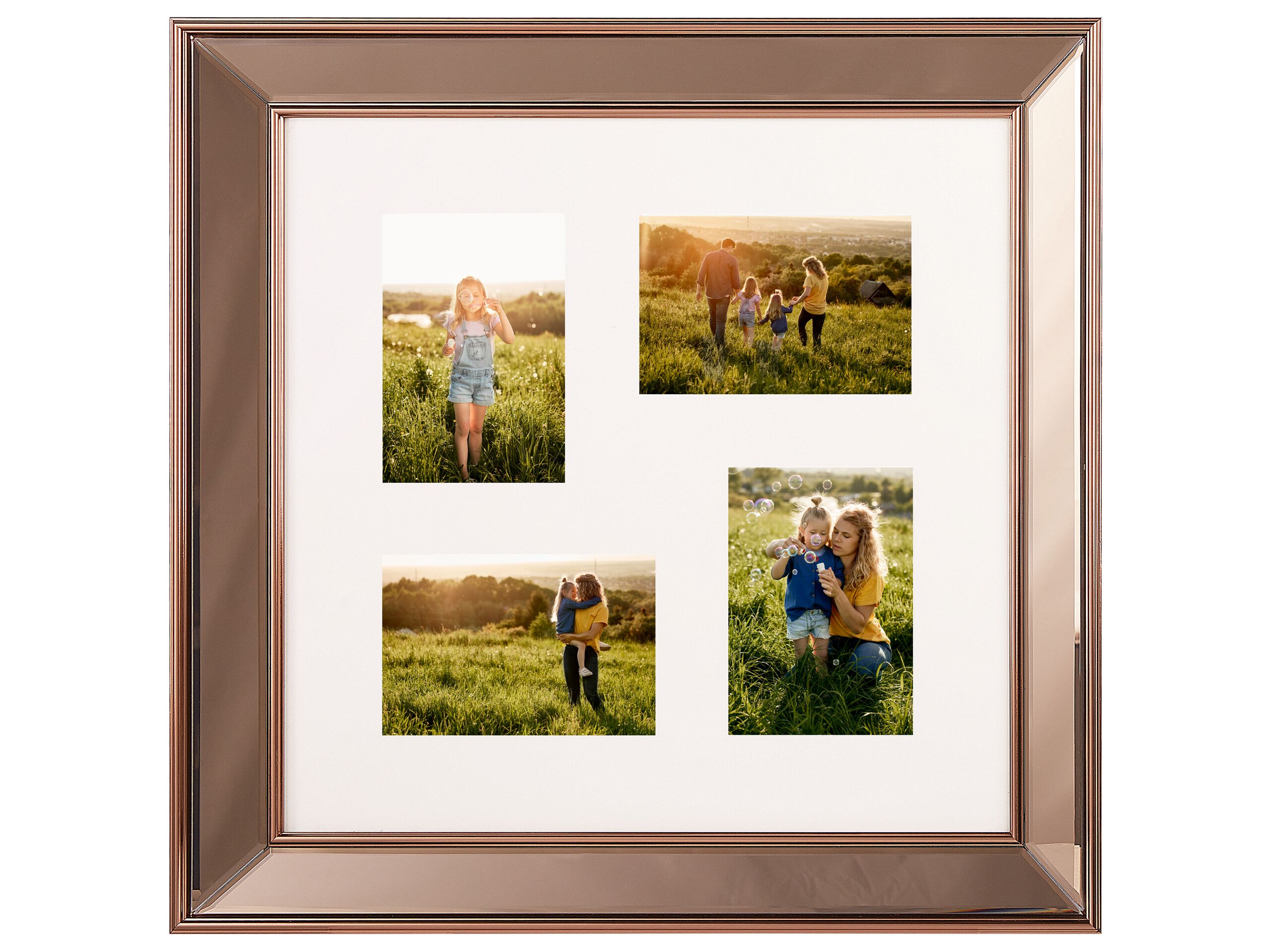 Mirrored Multi Frame for 4 Photos Copper DABOLA - Gemini Interiors