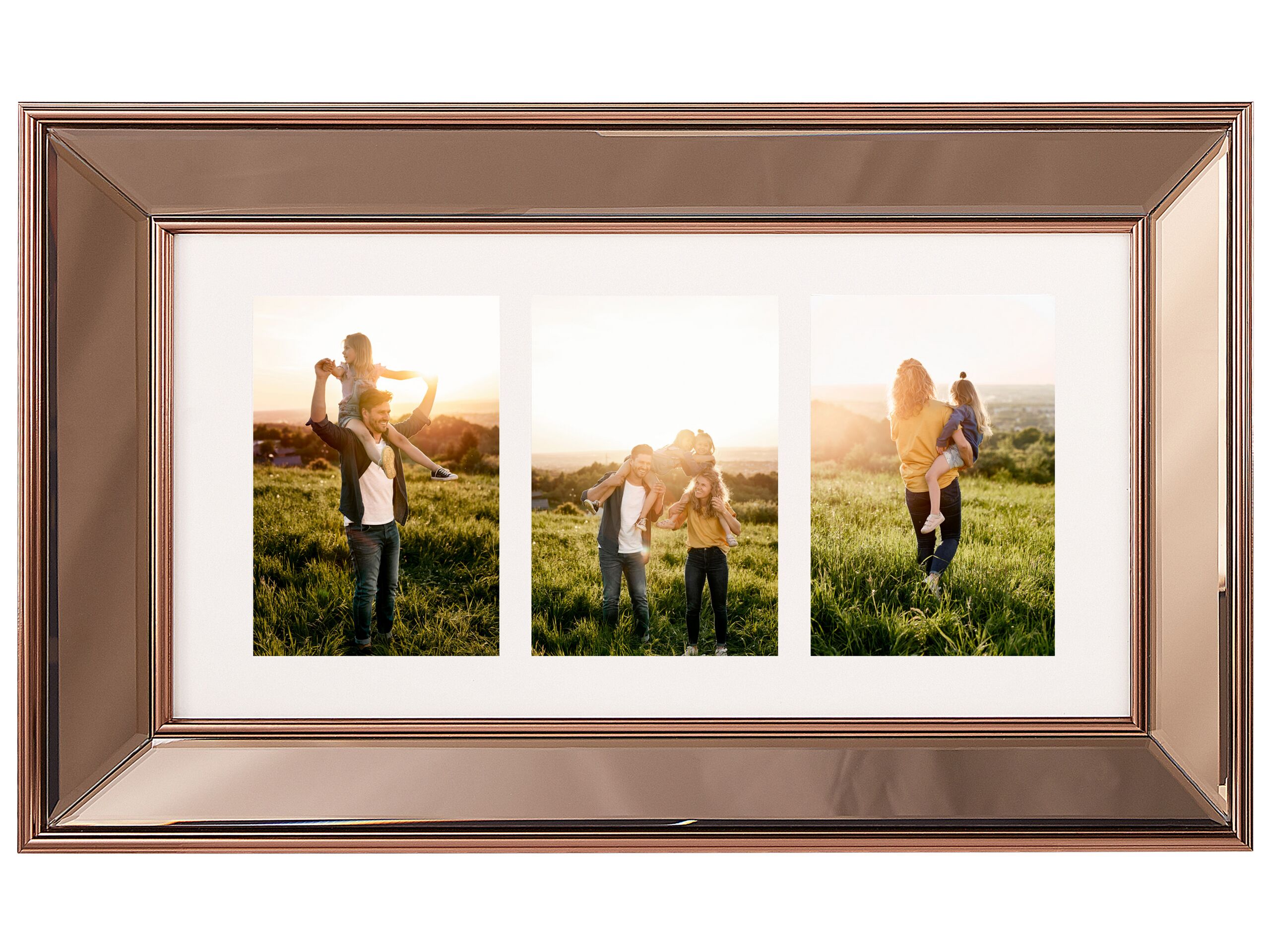 Mirrored Multi Frame for 3 Photos Copper DABOLA - Gemini Interiors