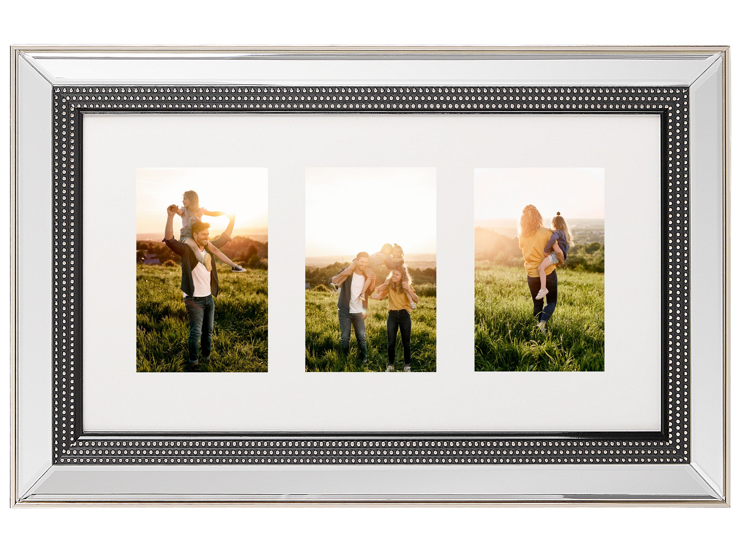 Mirrored Multi Frame for 3 Photos Silver DALABA - Gemini Interiors