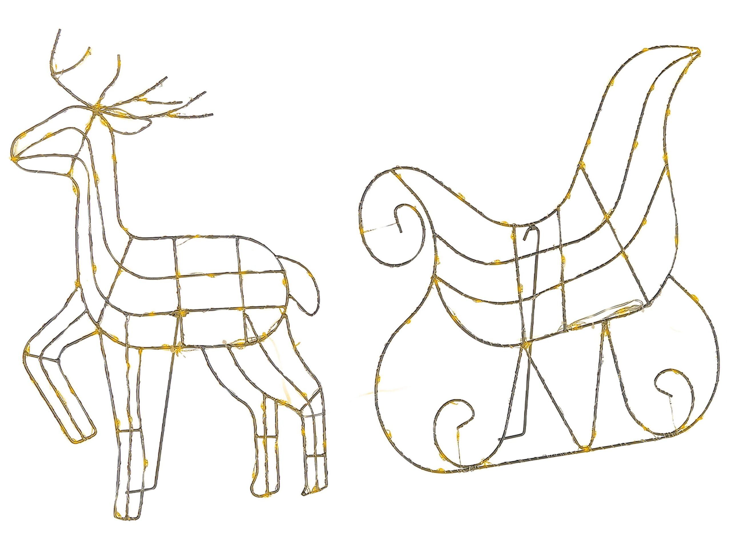 Outdoor LED Decoration Sleigh and Reindeer 46 cm Silver SAIJA - Gemini Interiors