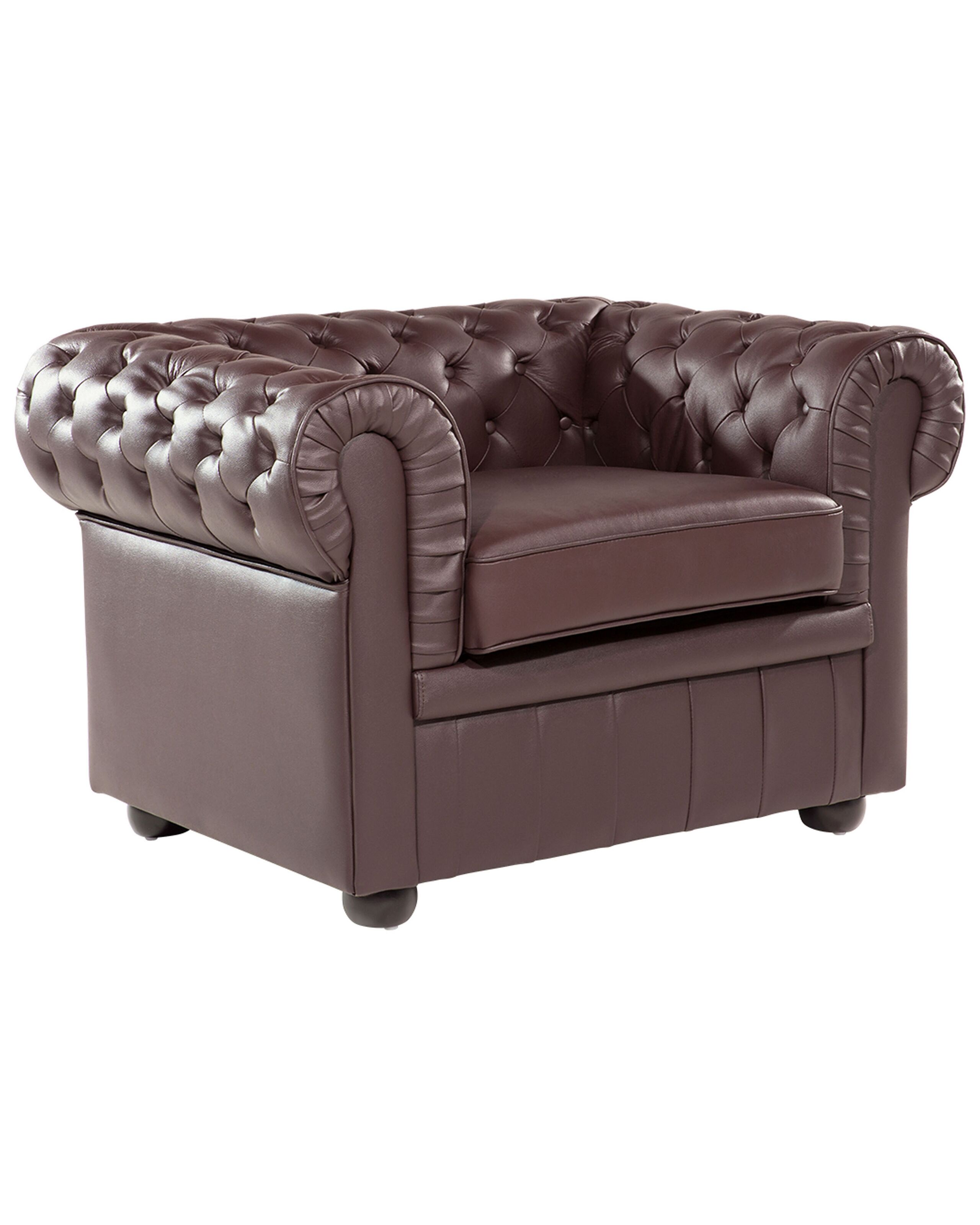 Leather Armchair Brown CHESTERFIELD - Gemini Interiors