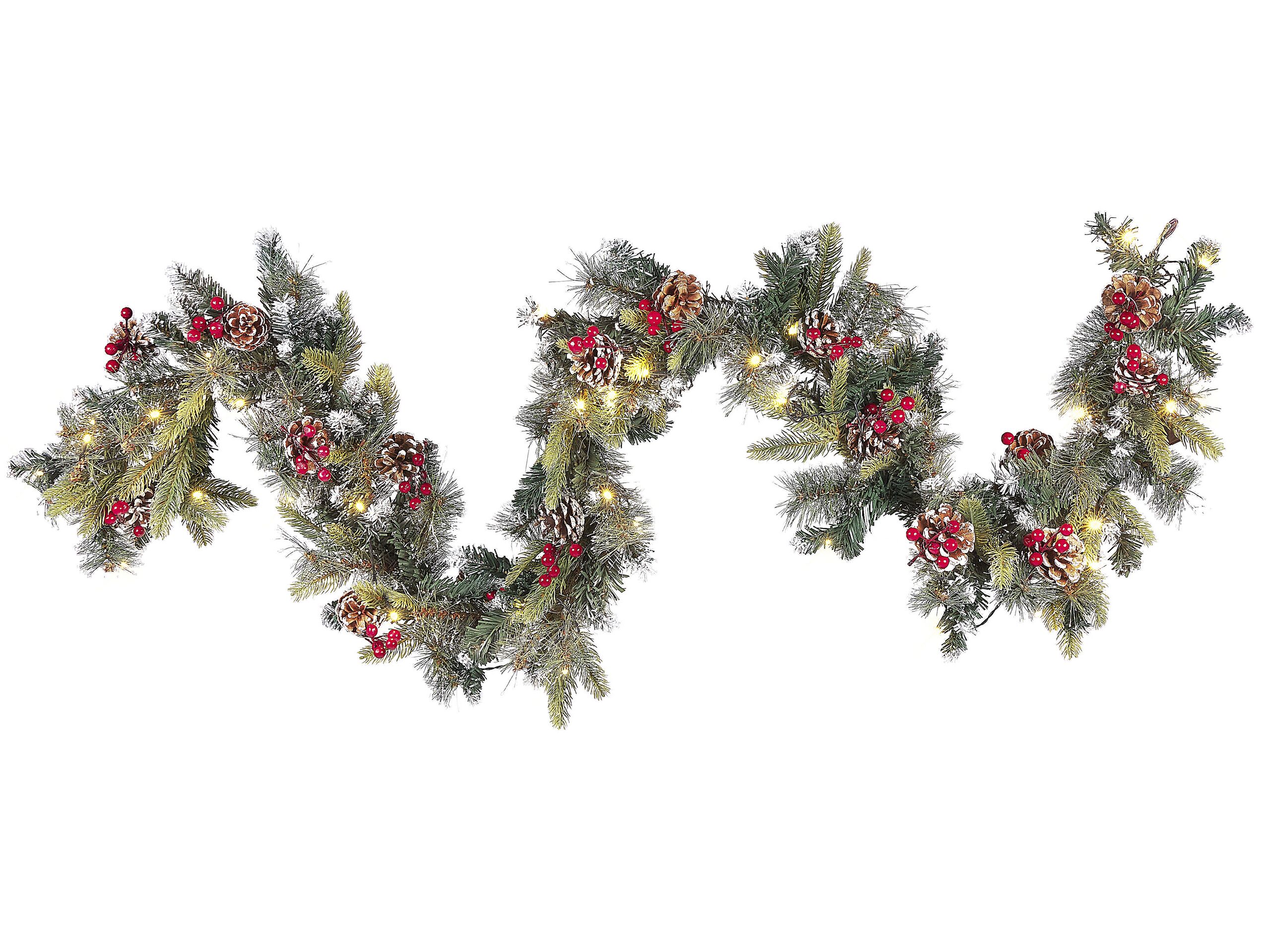 Pre-Lit Snowy Christmas Garland 180cm Green - Gemini Interiors