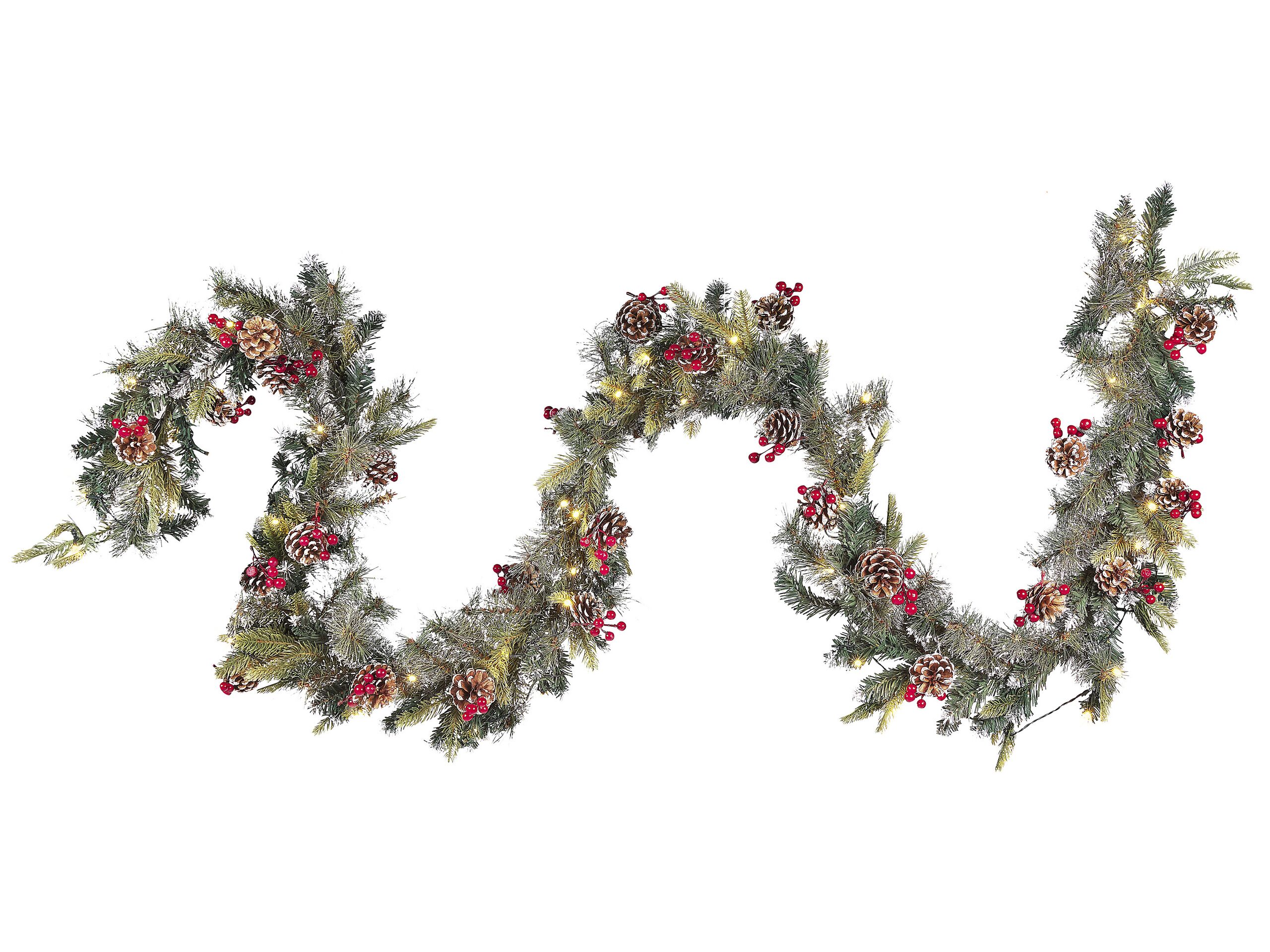 Pre-Lit Snowy Christmas Garland 270cm Green - Gemini Interiors