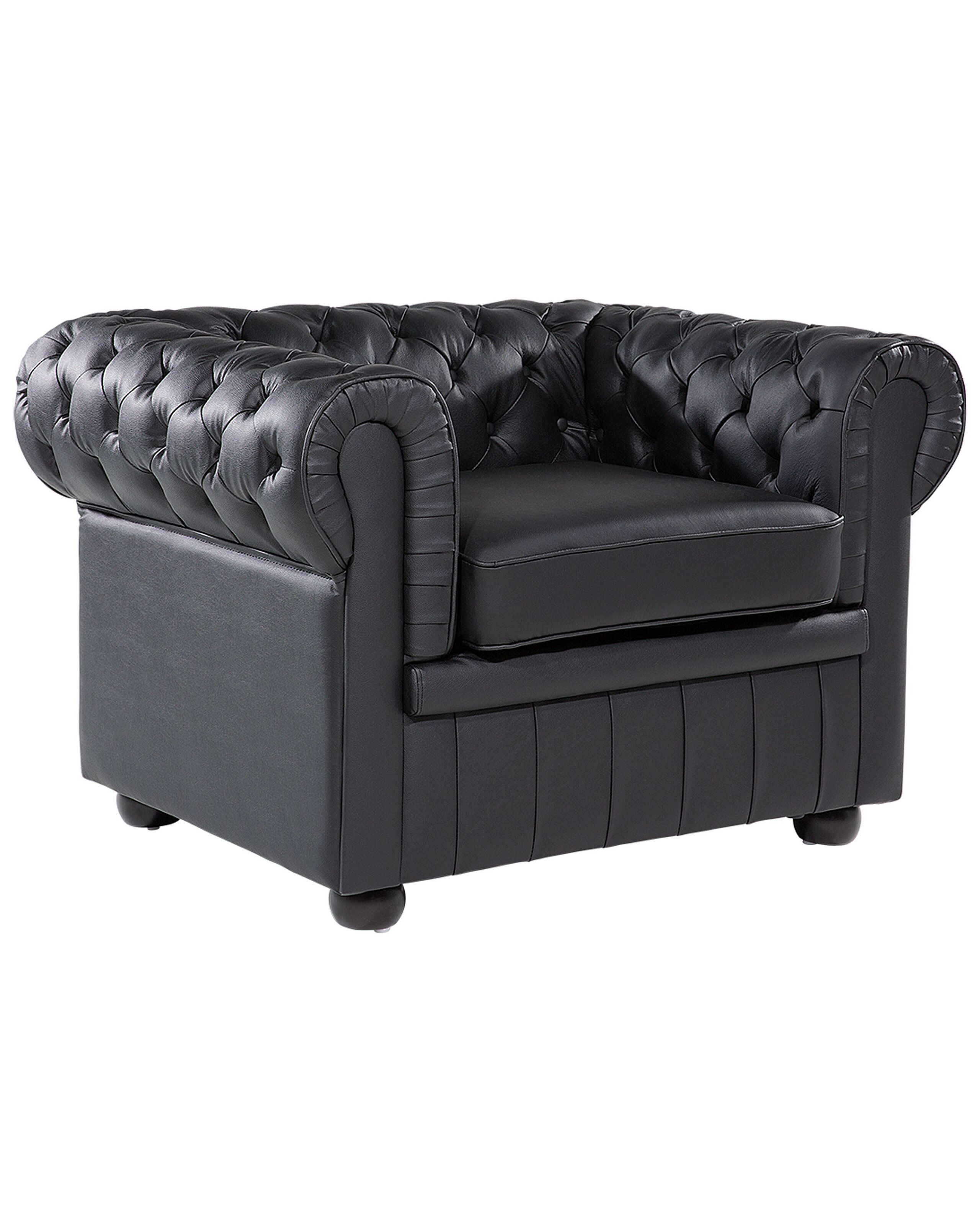 Leather Armchair Black CHESTERFIELD - Gemini Interiors