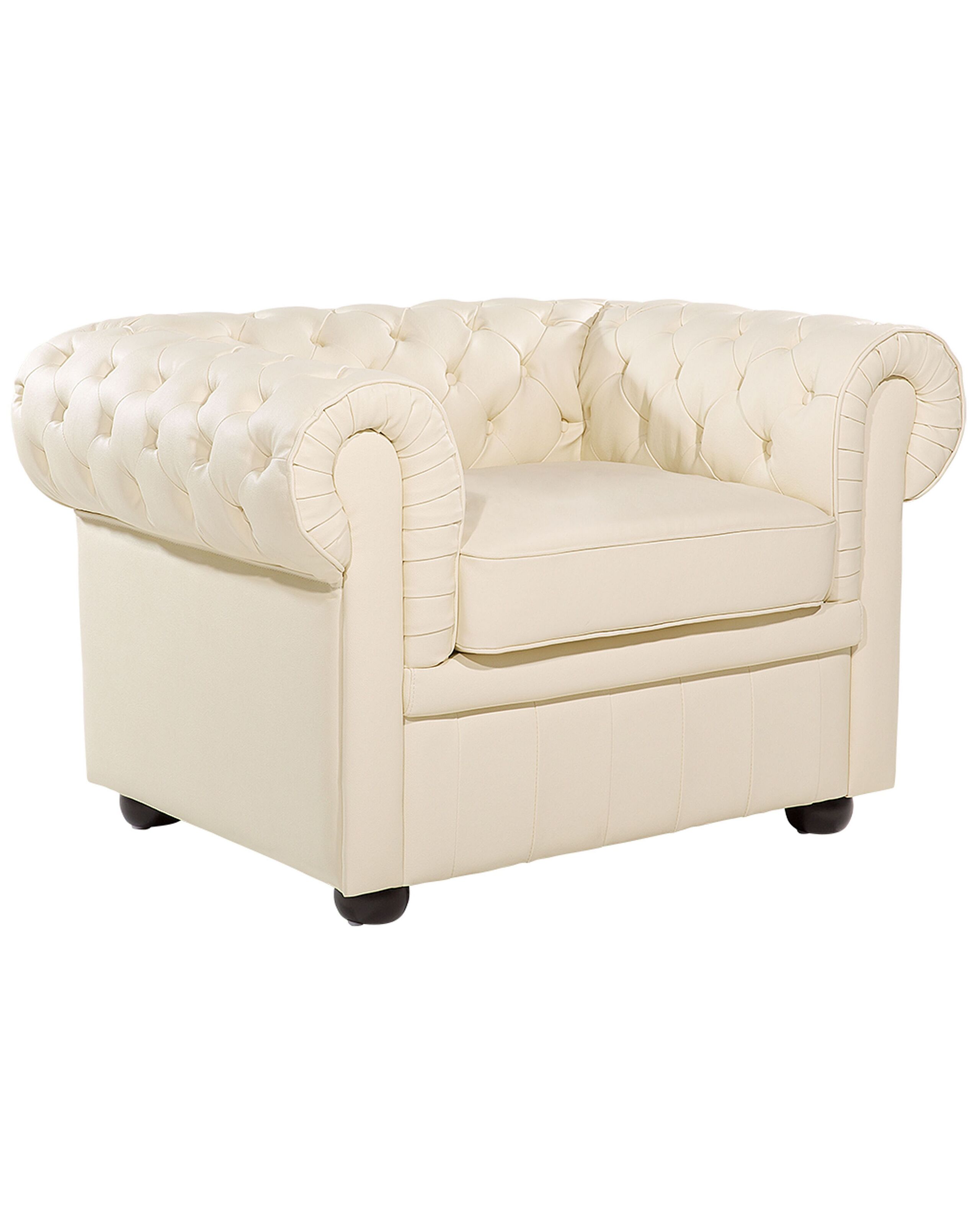 Leather Armchair Cream CHESTERFIELD - Gemini Interiors