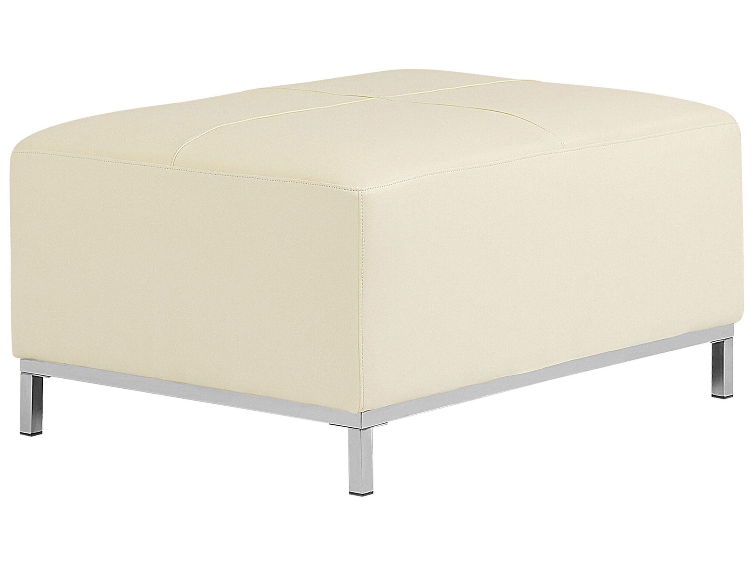 Leather Ottoman Beige OSLO - Gemini Interiors