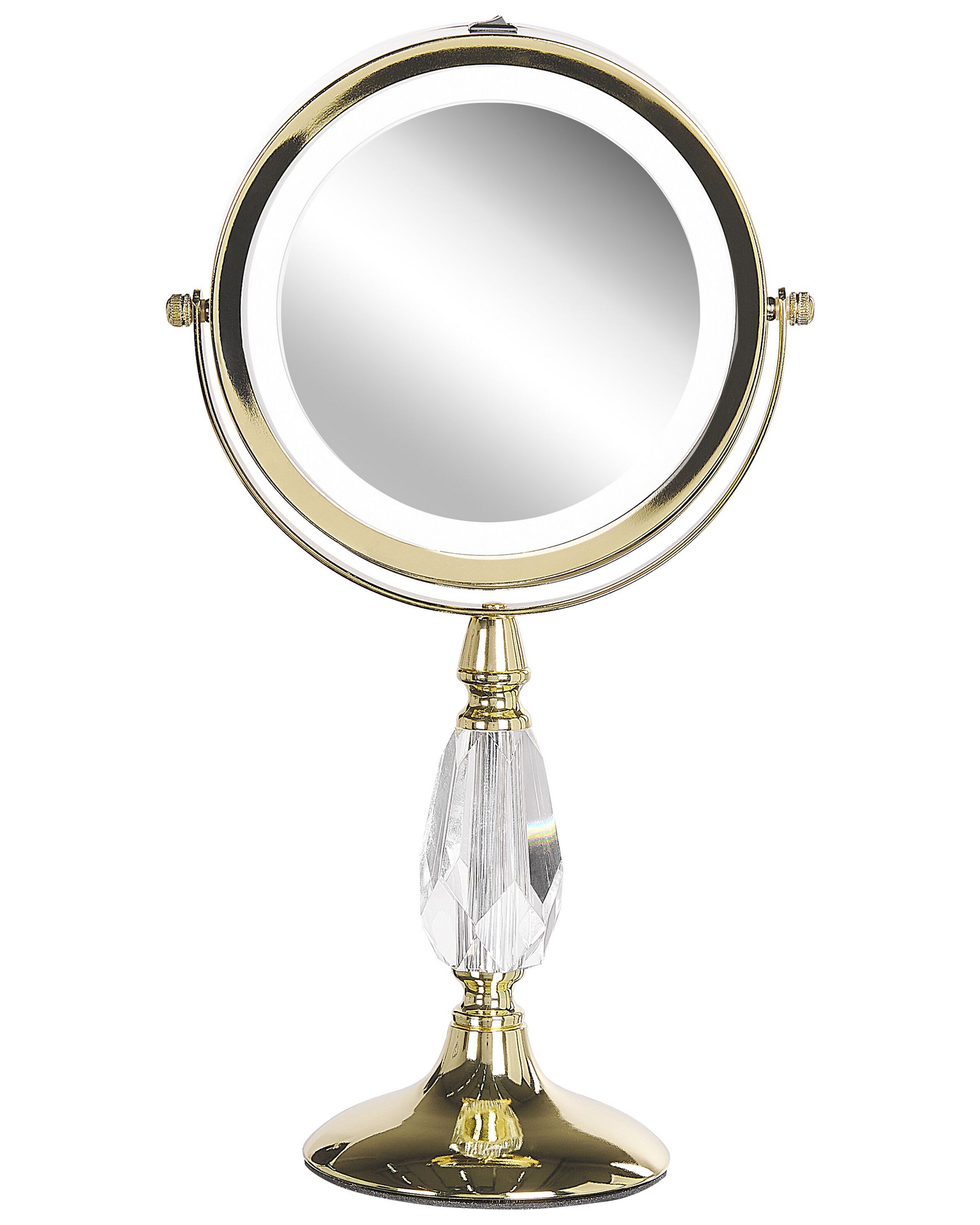 Lighted Makeup Mirror 18cm Gold - Gemini Interiors