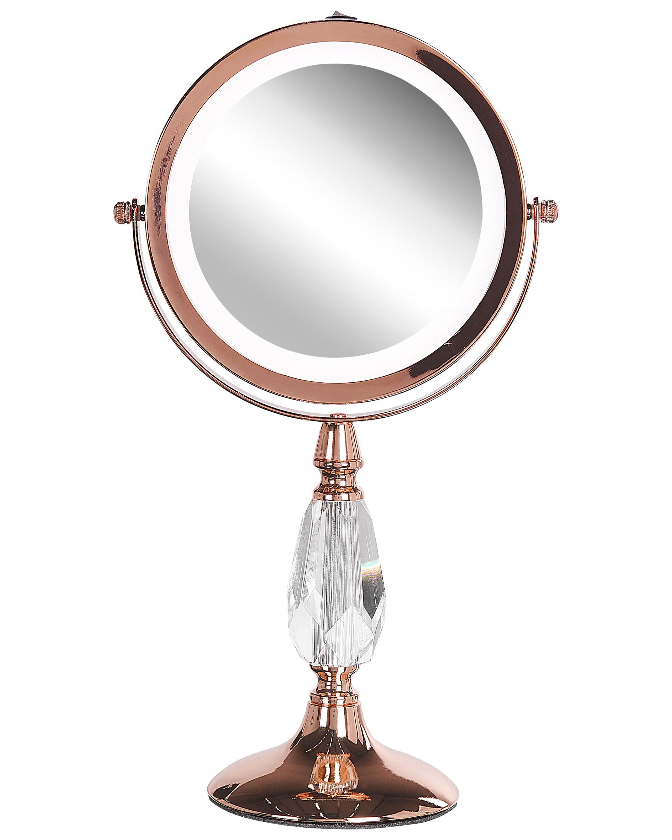 Lighted Makeup Mirror 18cm Rose Gold - Gemini Interiors