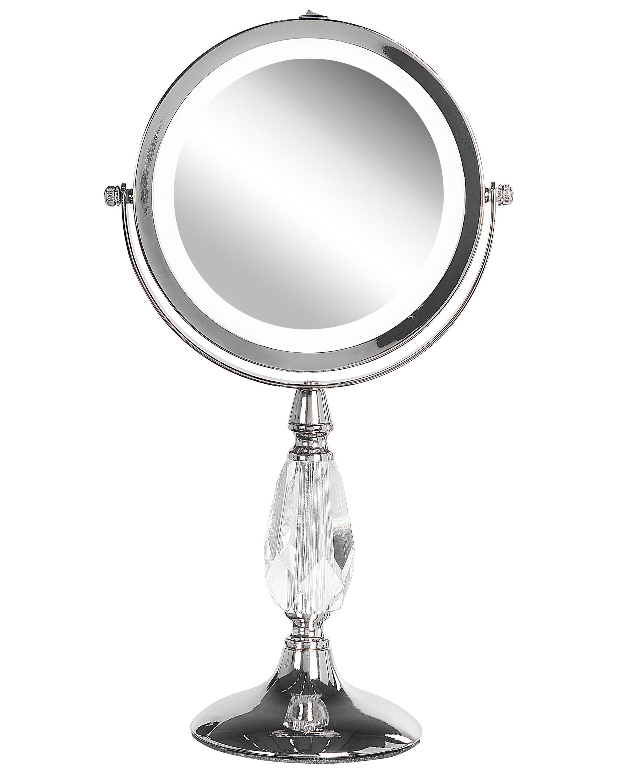 Lighted Makeup Mirror 18cm Silver - Gemini Interiors