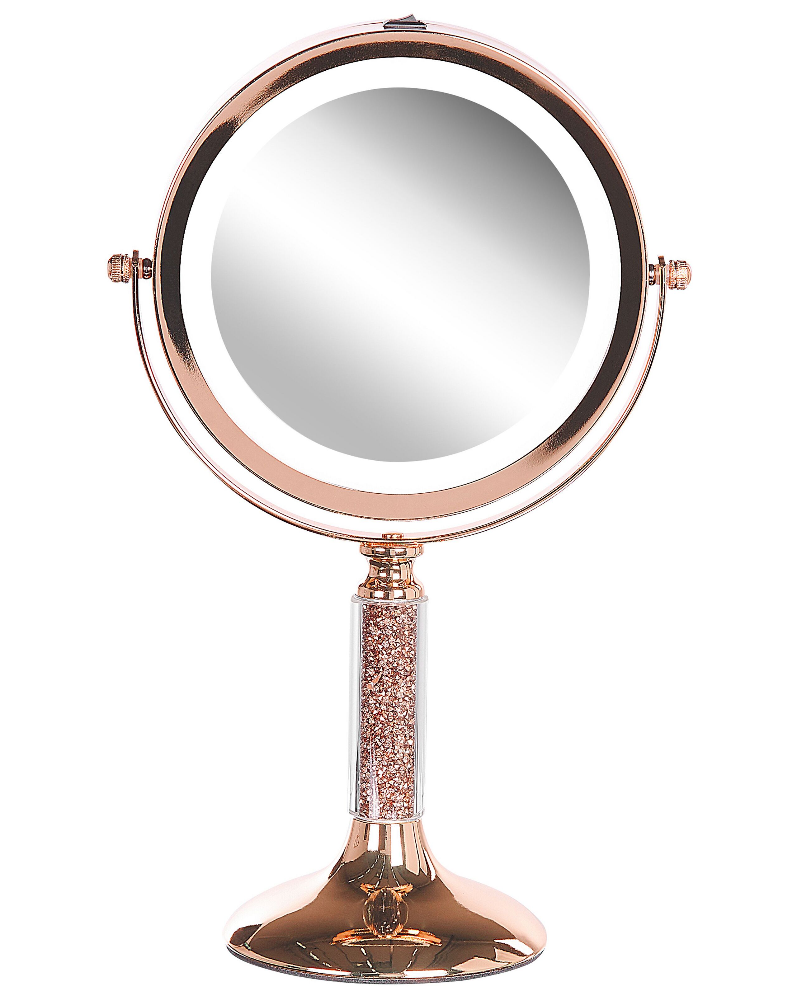 Lighted Makeup Mirror 18cm Rose Gold - Gemini Interiors
