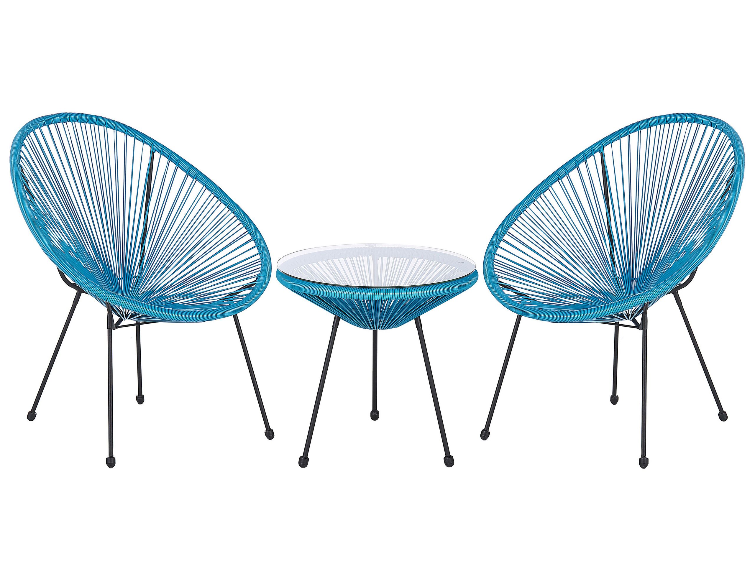 PE Rattan Bistro Set Blue ACAPULCO II - Gemini Interiors