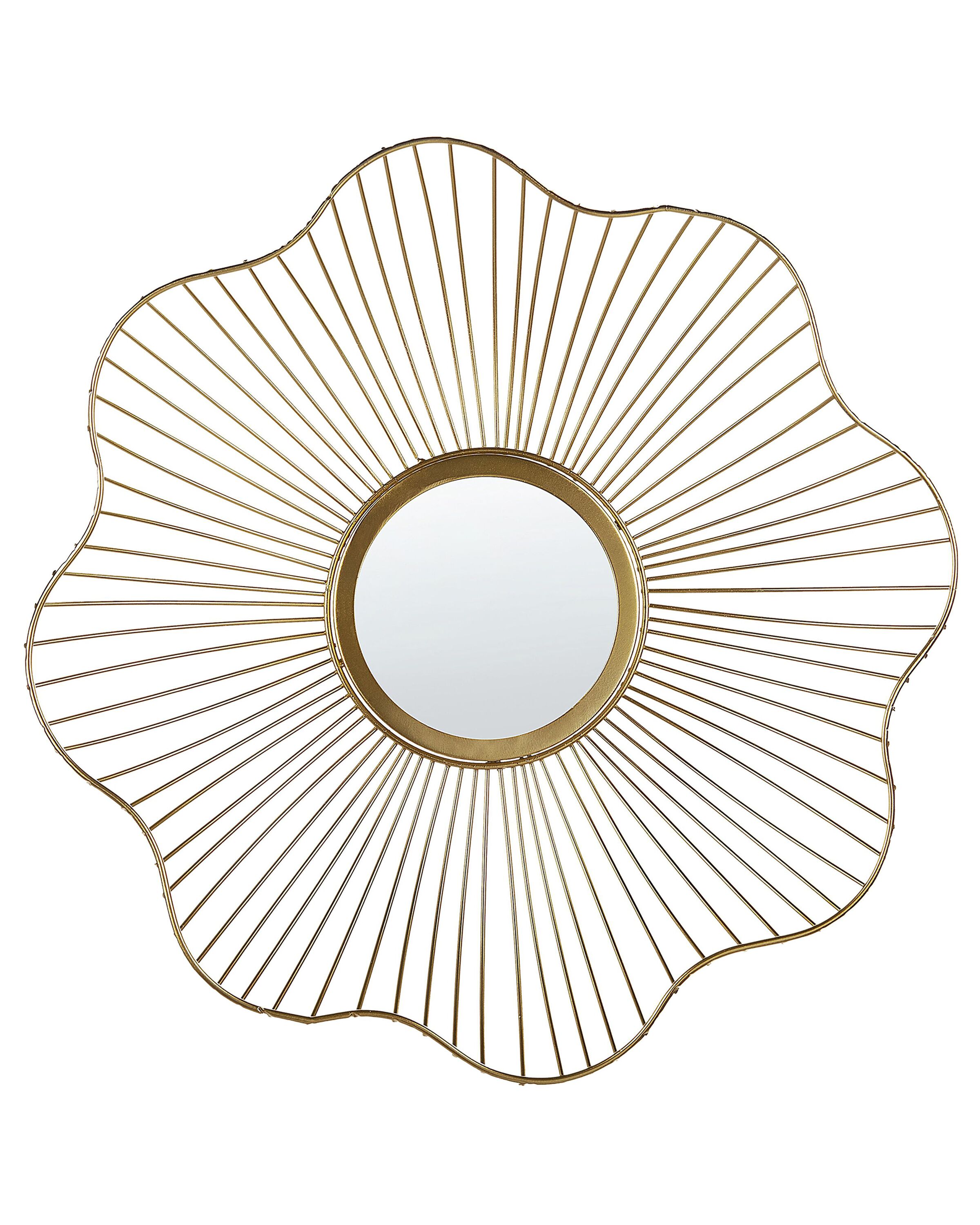 Flower Metal Wall Mirror 40cm Gold - Gemini Interiors