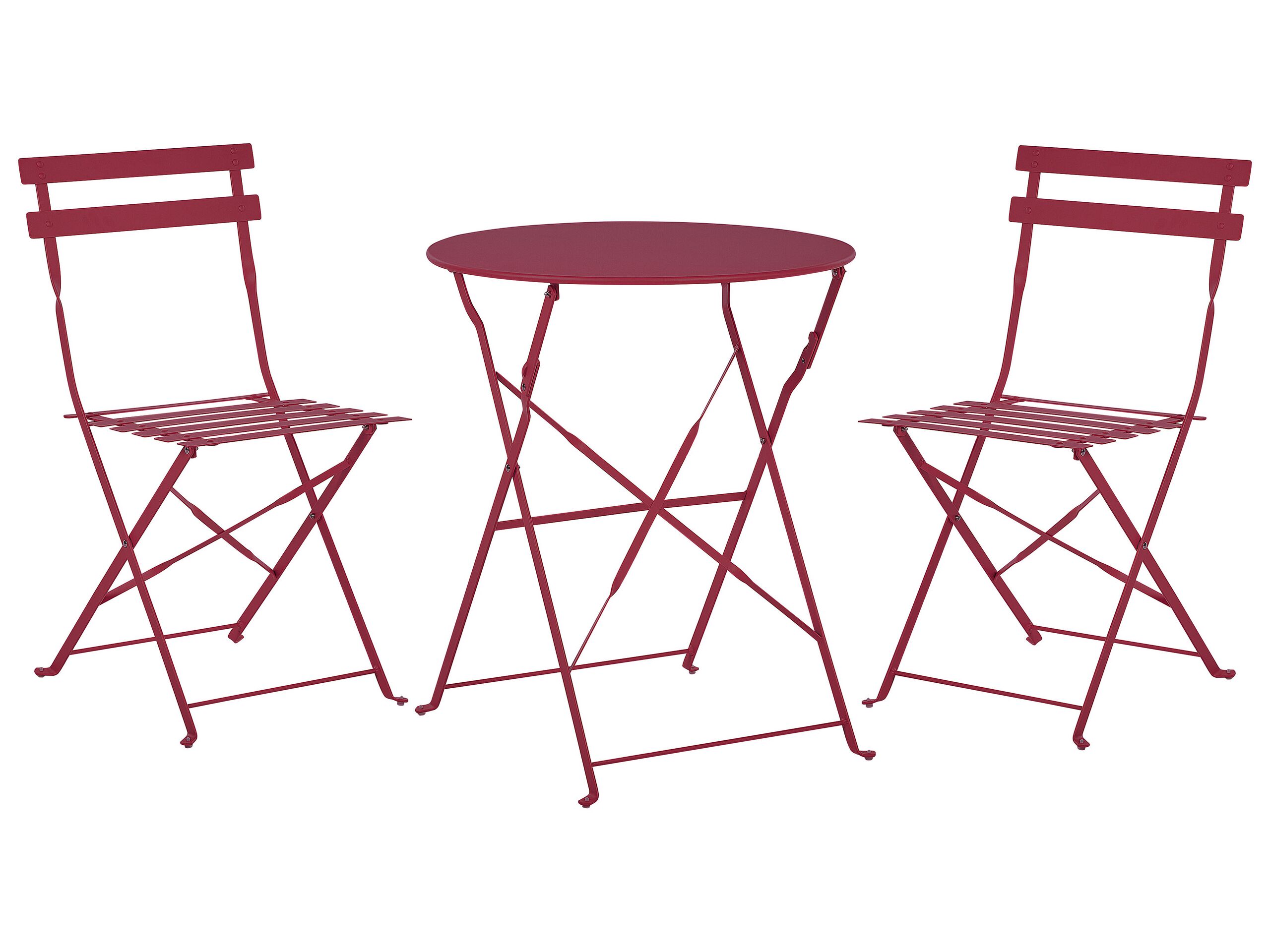 Steel Garden Bistro Set Burgundy FIORI - Gemini Interiors
