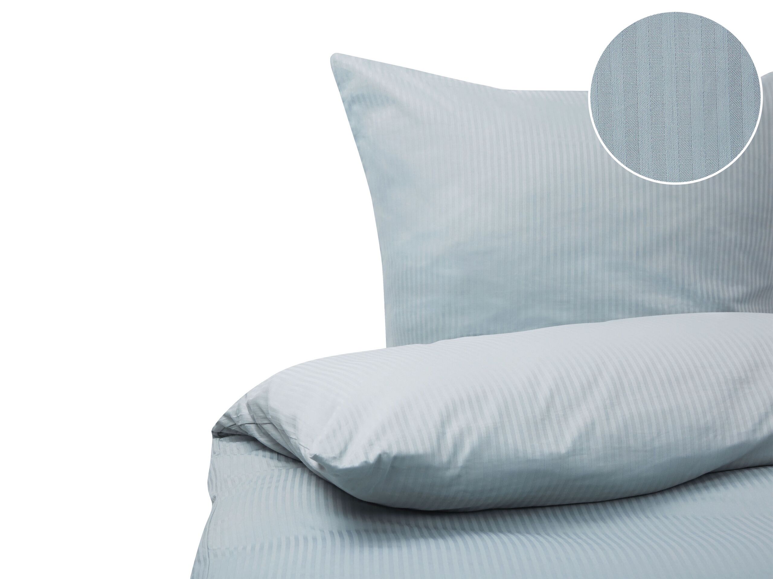 Cotton Sateen Duvet Cover Set Striped Pattern 200 x 220 cm Grey AVONDALE - Gemini Interiors