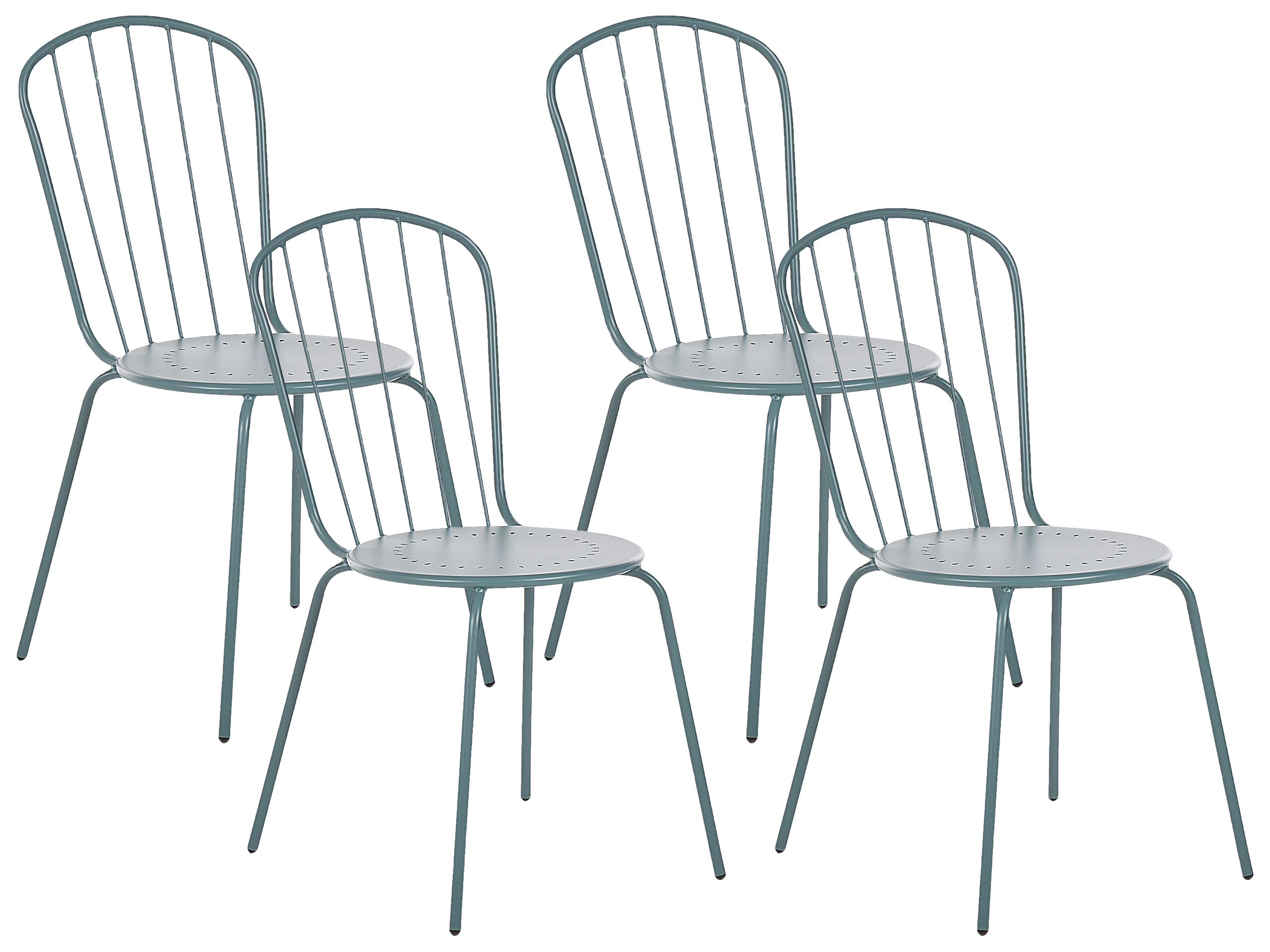 Set of 4 Metal Garden Chairs Light Blue CALVI - Gemini Interiors