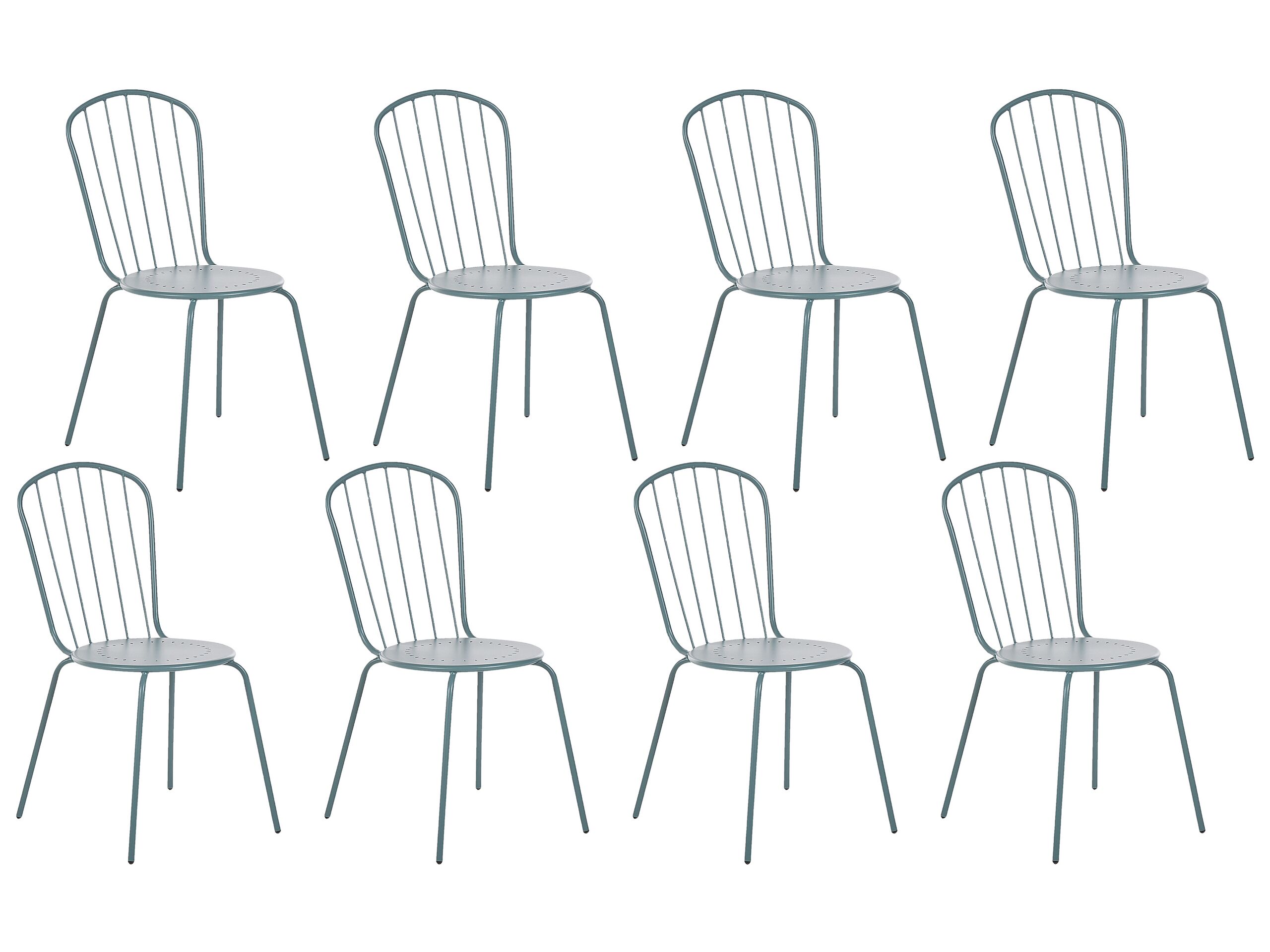 Set of 8 Metal Garden Chairs Light Blue CALVI - Gemini Interiors