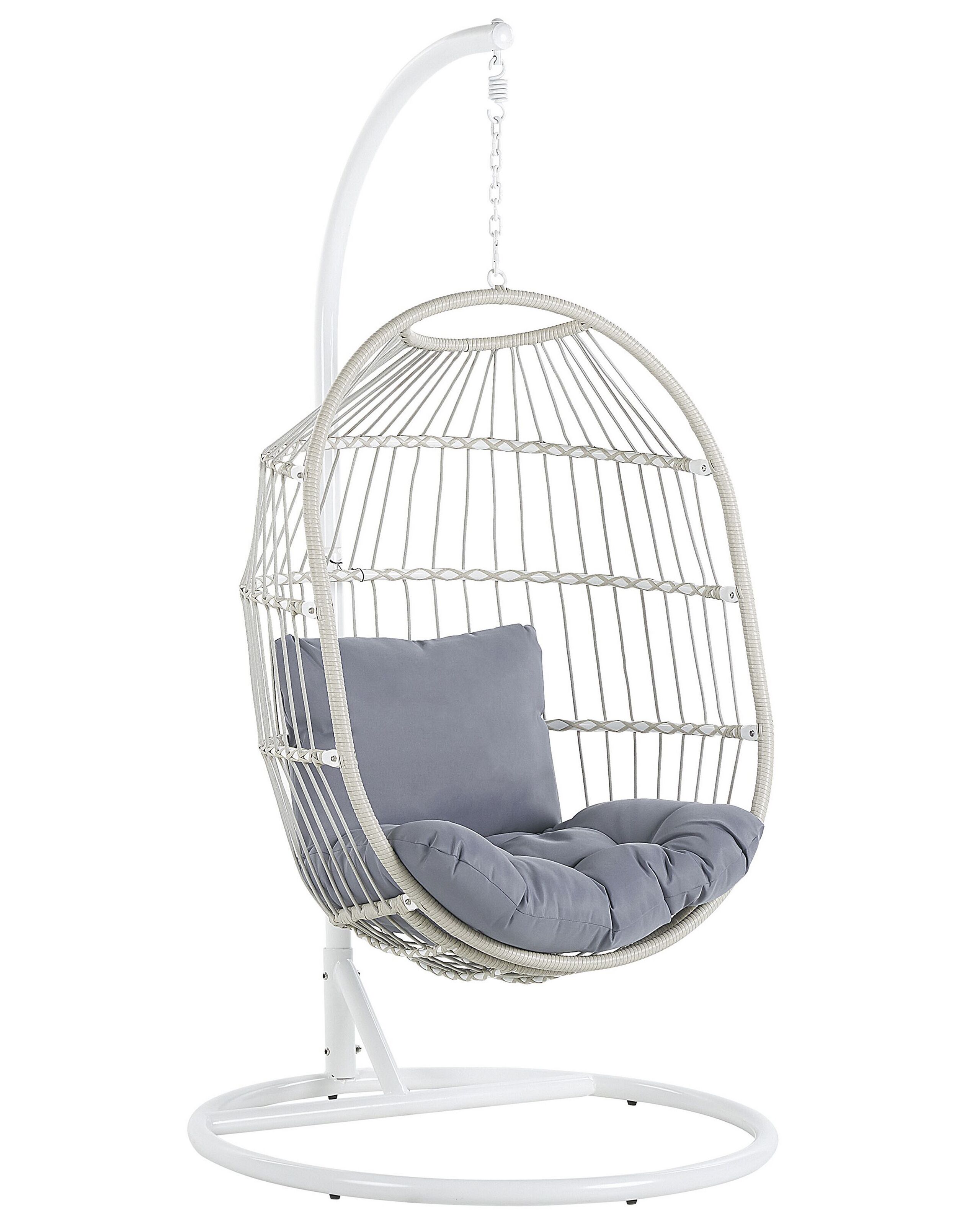 PE Rattan Hanging Chair White ALBA - Gemini Interiors