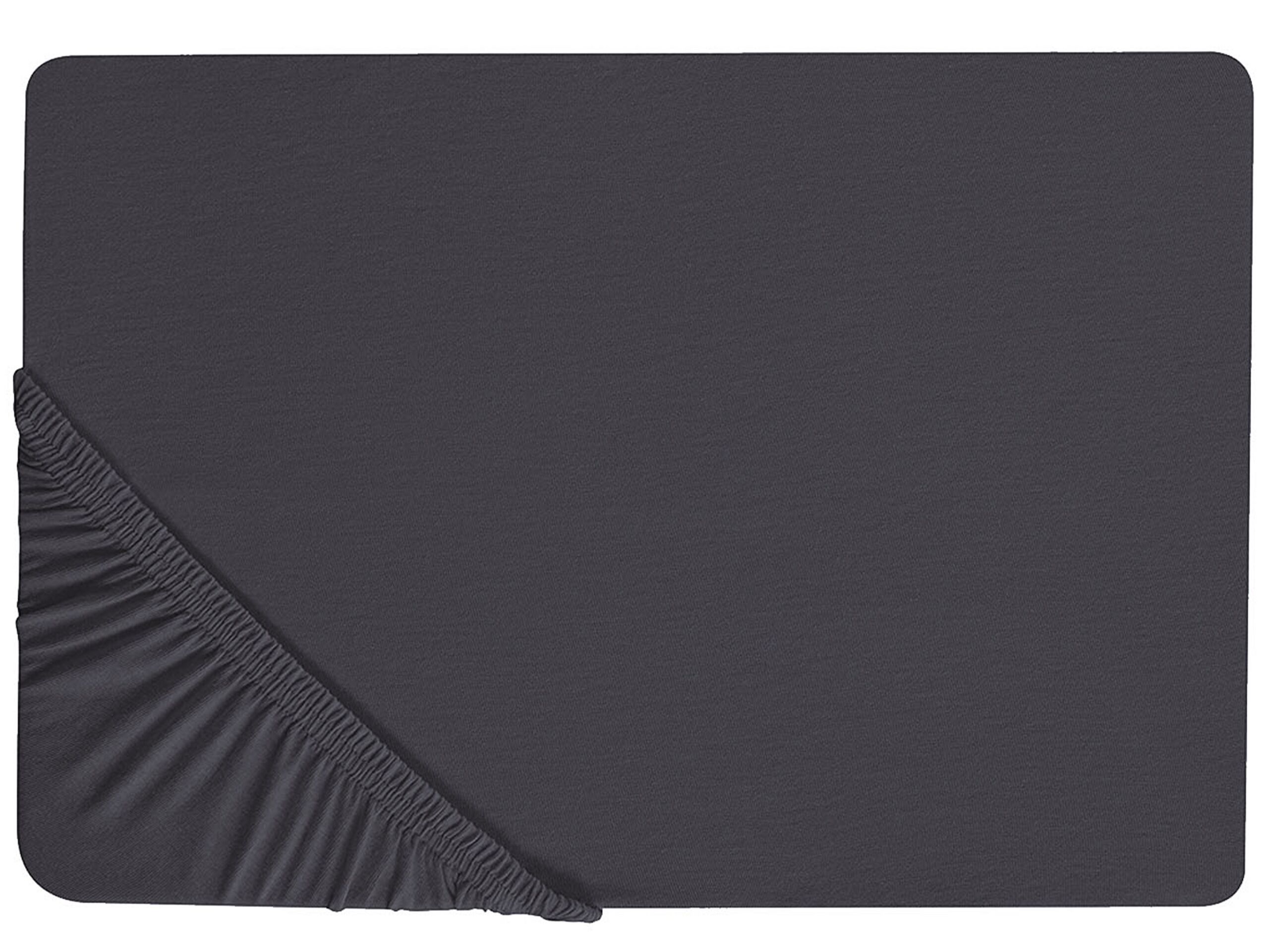 Cotton Fitted Sheet 160 x 200 cm Black HOFUF - Gemini Interiors