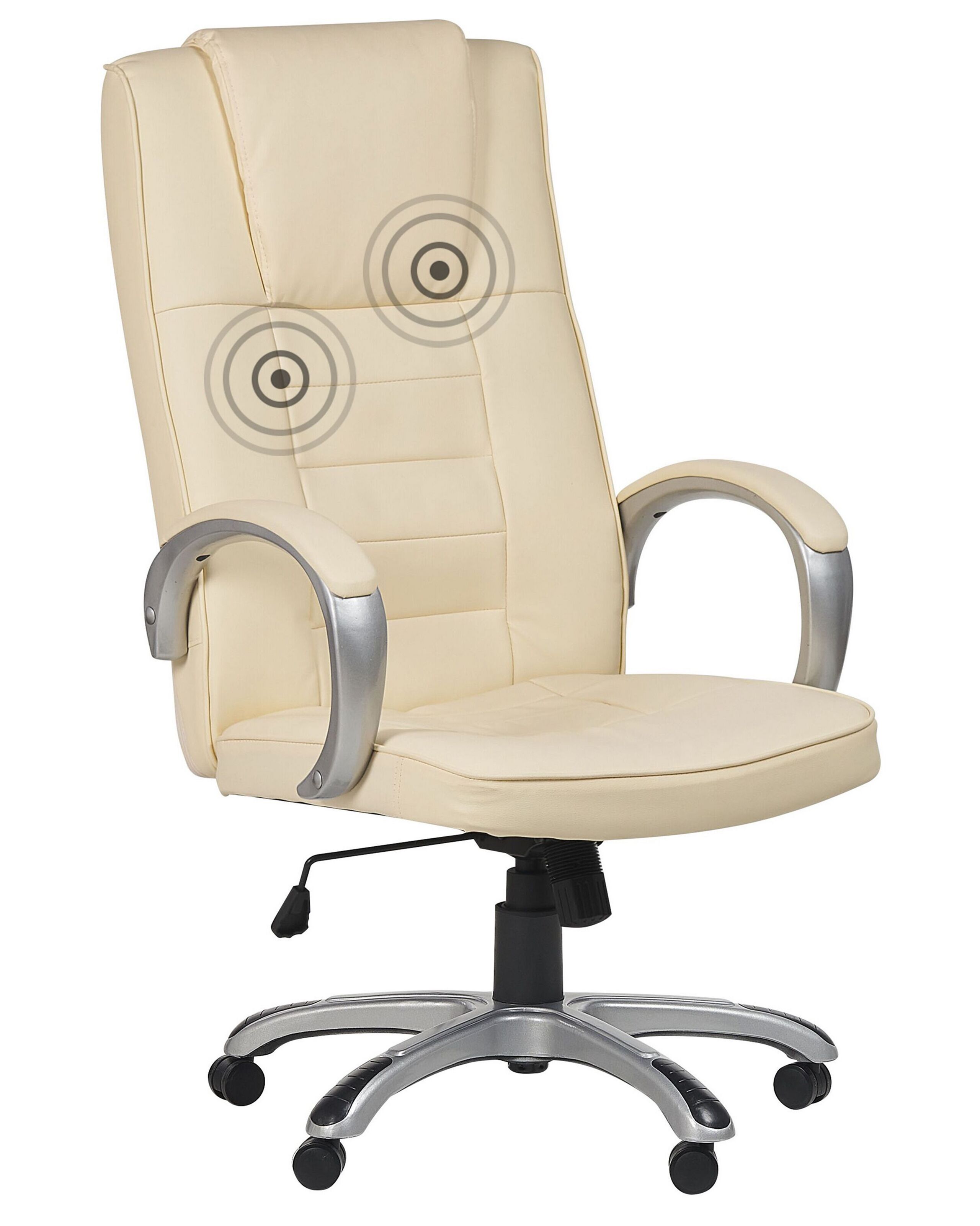 Faux Leather Heated Massage Chair Beige GRANDEUR II - Gemini Interiors