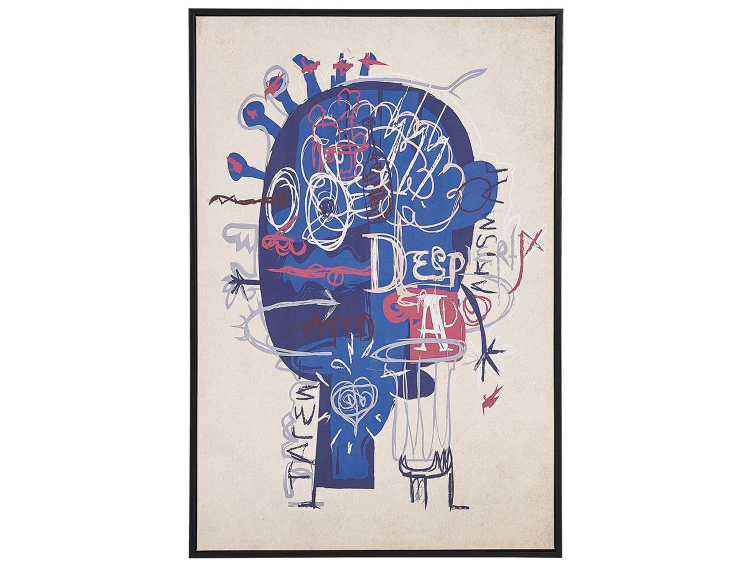 Vintage Abstract Framed Canvas Wall Art 63 x 93 cm Blue and Beige TREPPIO - Gemini Interiors