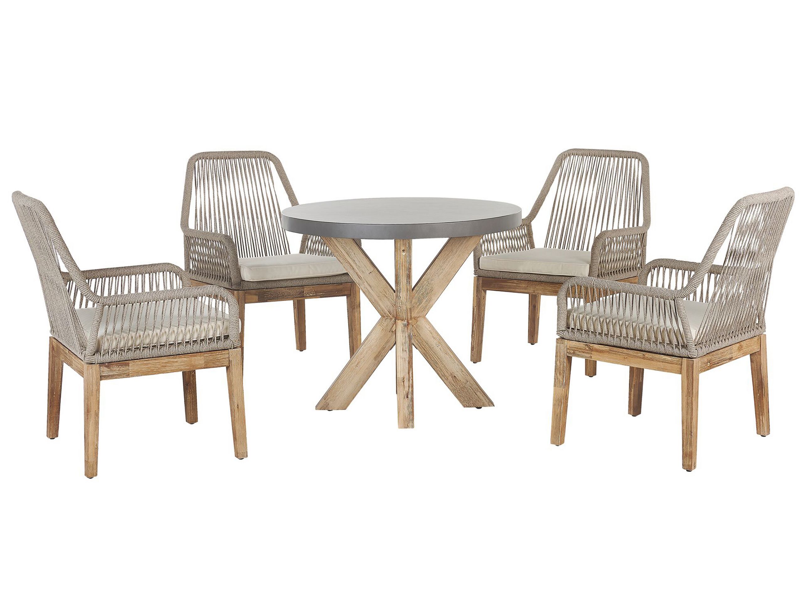 4 Seater Concrete Garden Dining Set Round Table with Chairs Beige OLBIA - Gemini Interiors