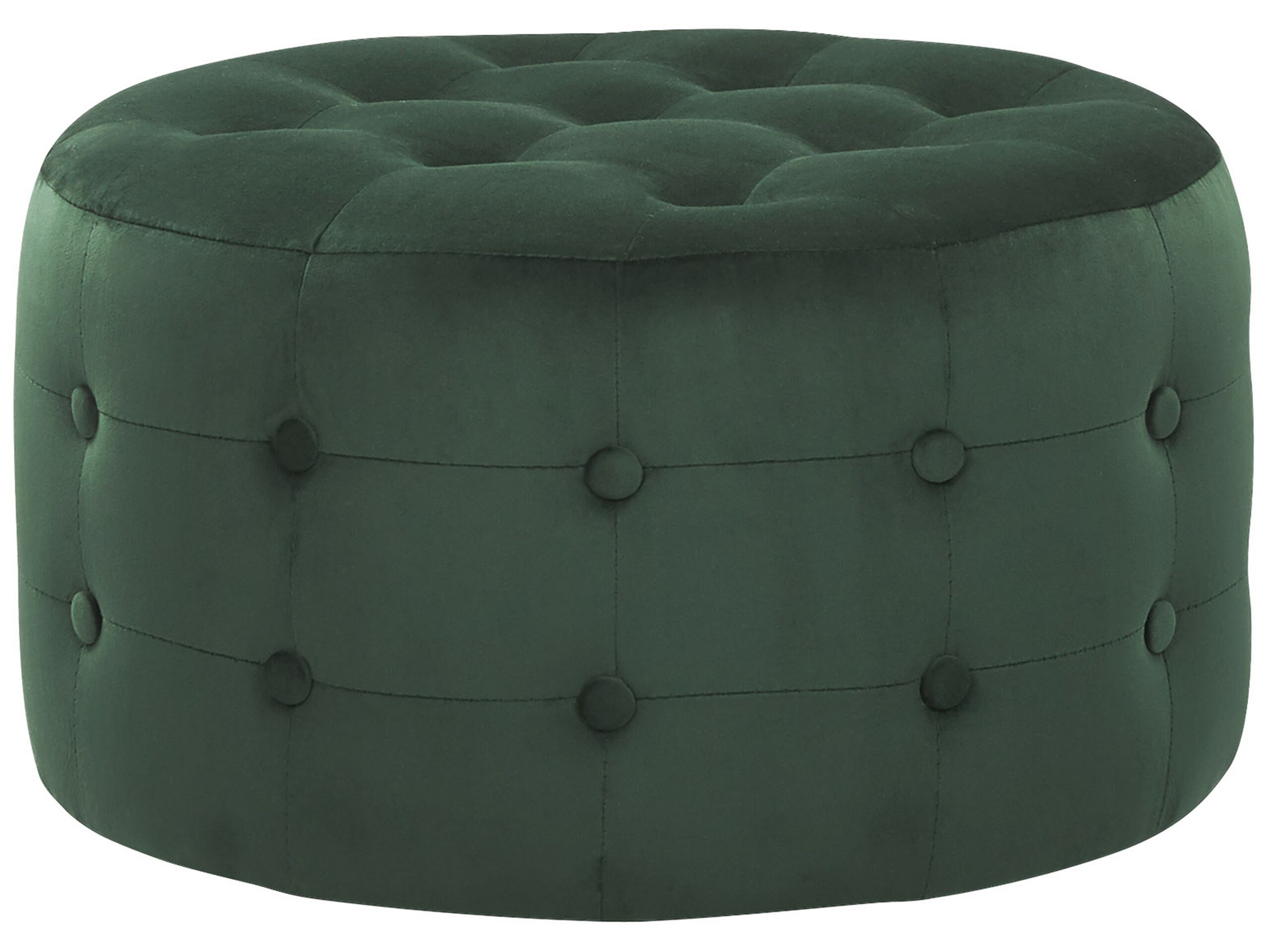 Velvet Pouffe Footstool Dark Green TAMPA - Gemini Interiors