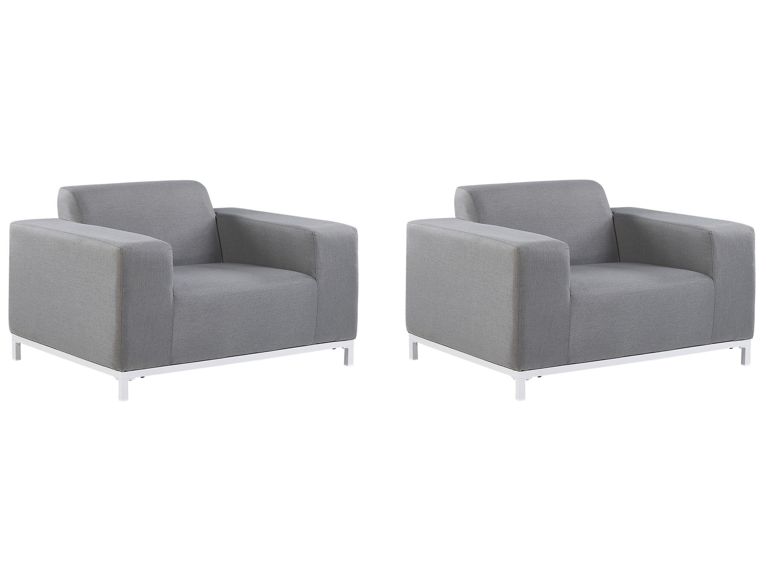 Set of 2 Garden Armchairs Grey with White ROVIGO - Gemini Interiors