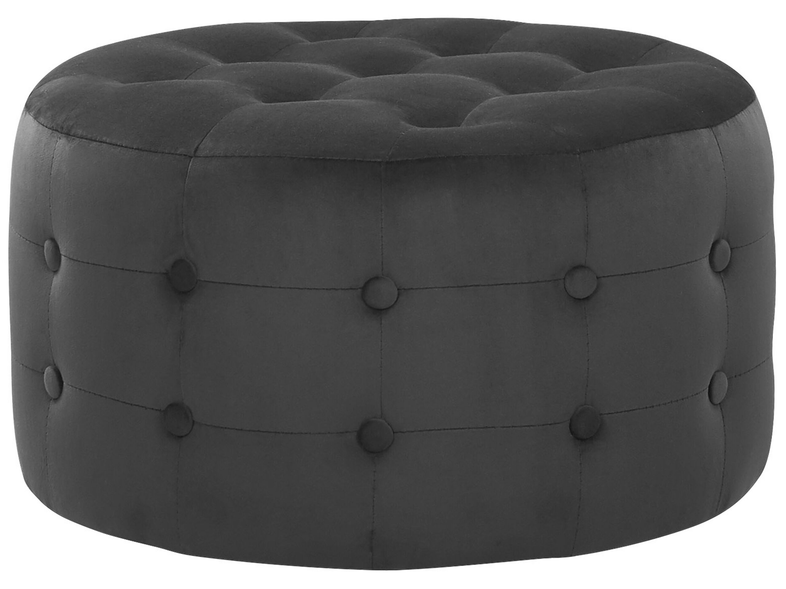 Velvet Pouffe Footstool Black TAMPA - Gemini Interiors