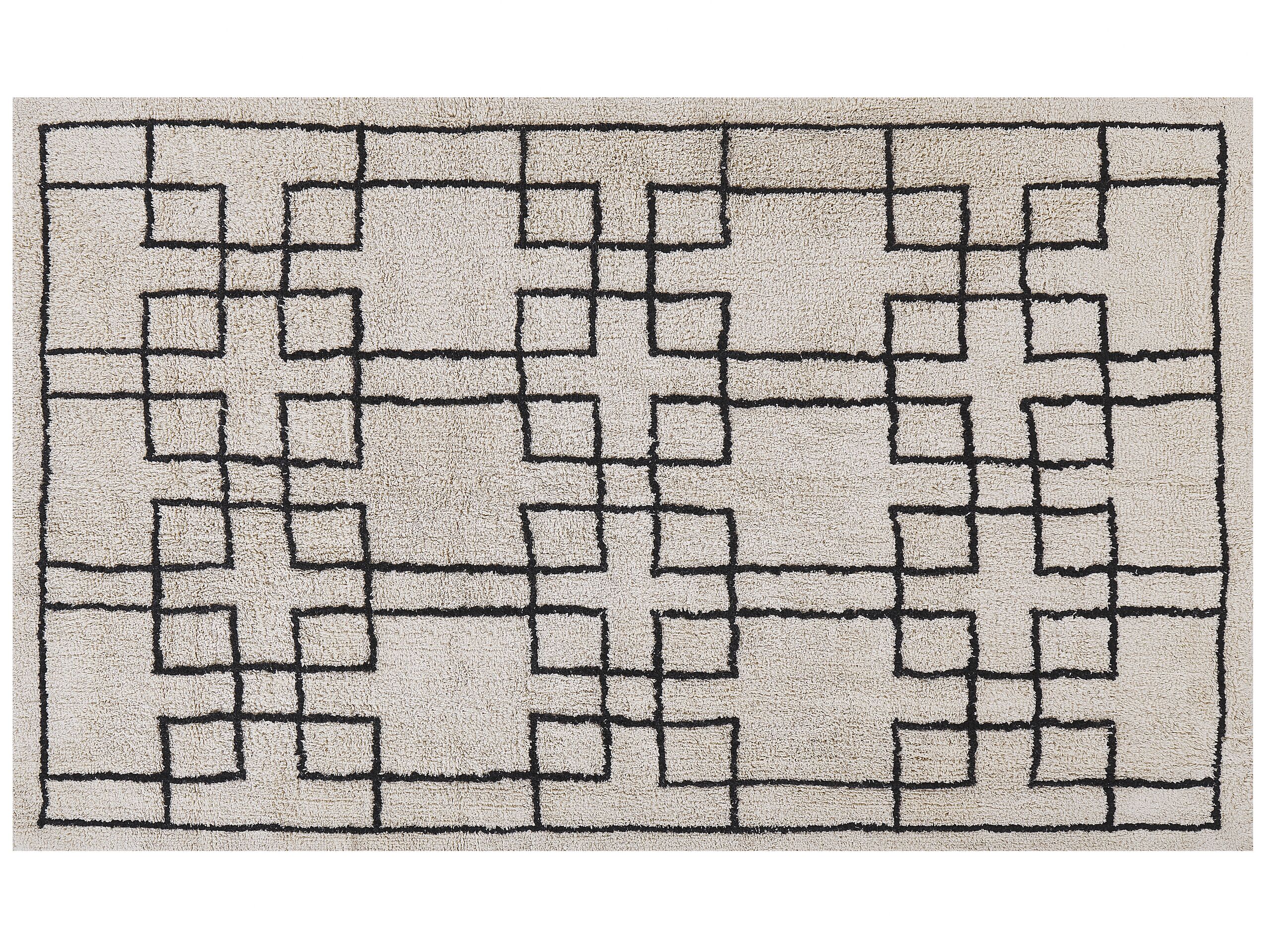 Cotton Area Rug 140x200cm Beige - Gemini Interiors