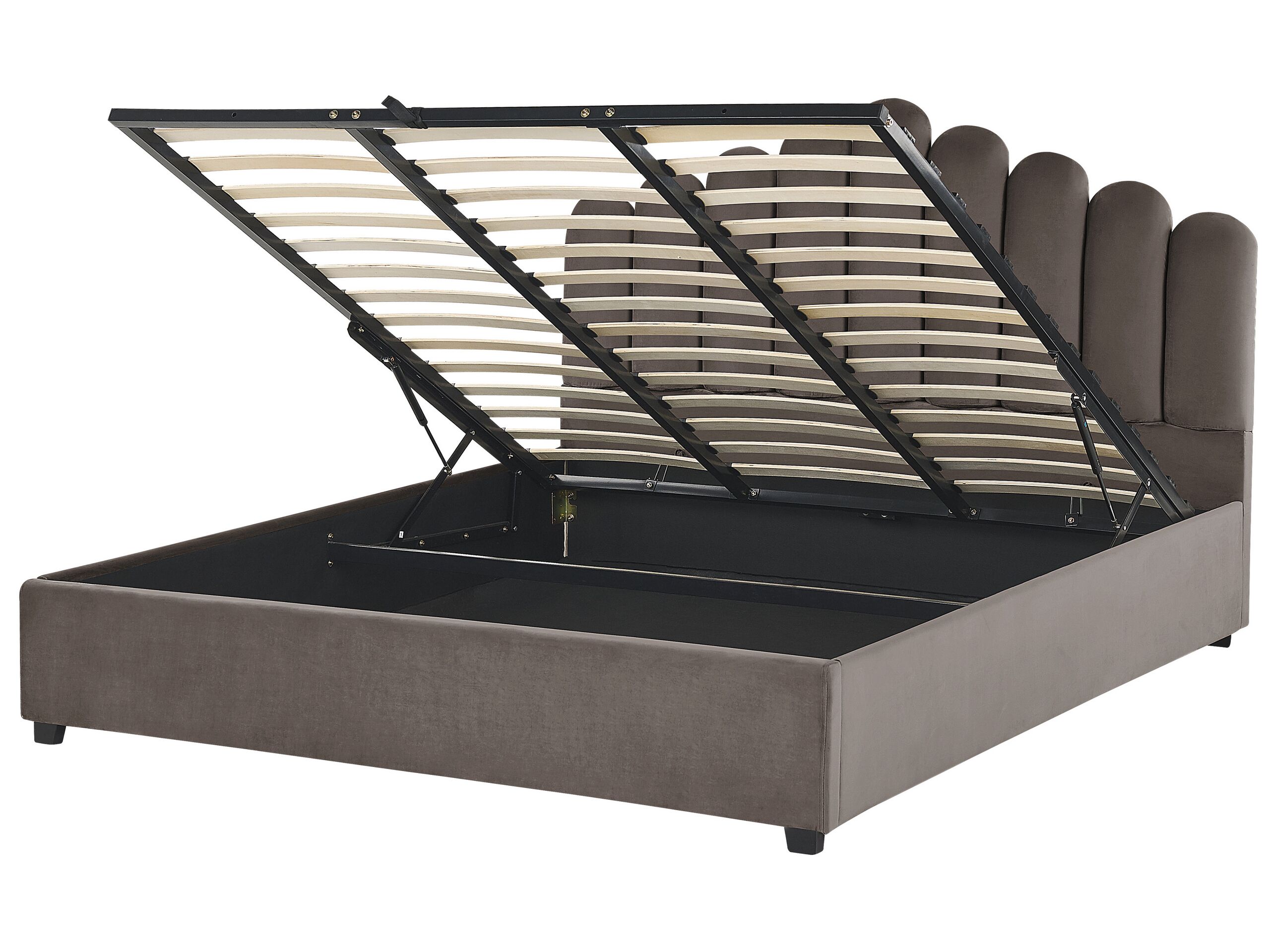 Velvet EU Super King Size Ottoman Bed Taupe VINCENNES - Gemini Interiors