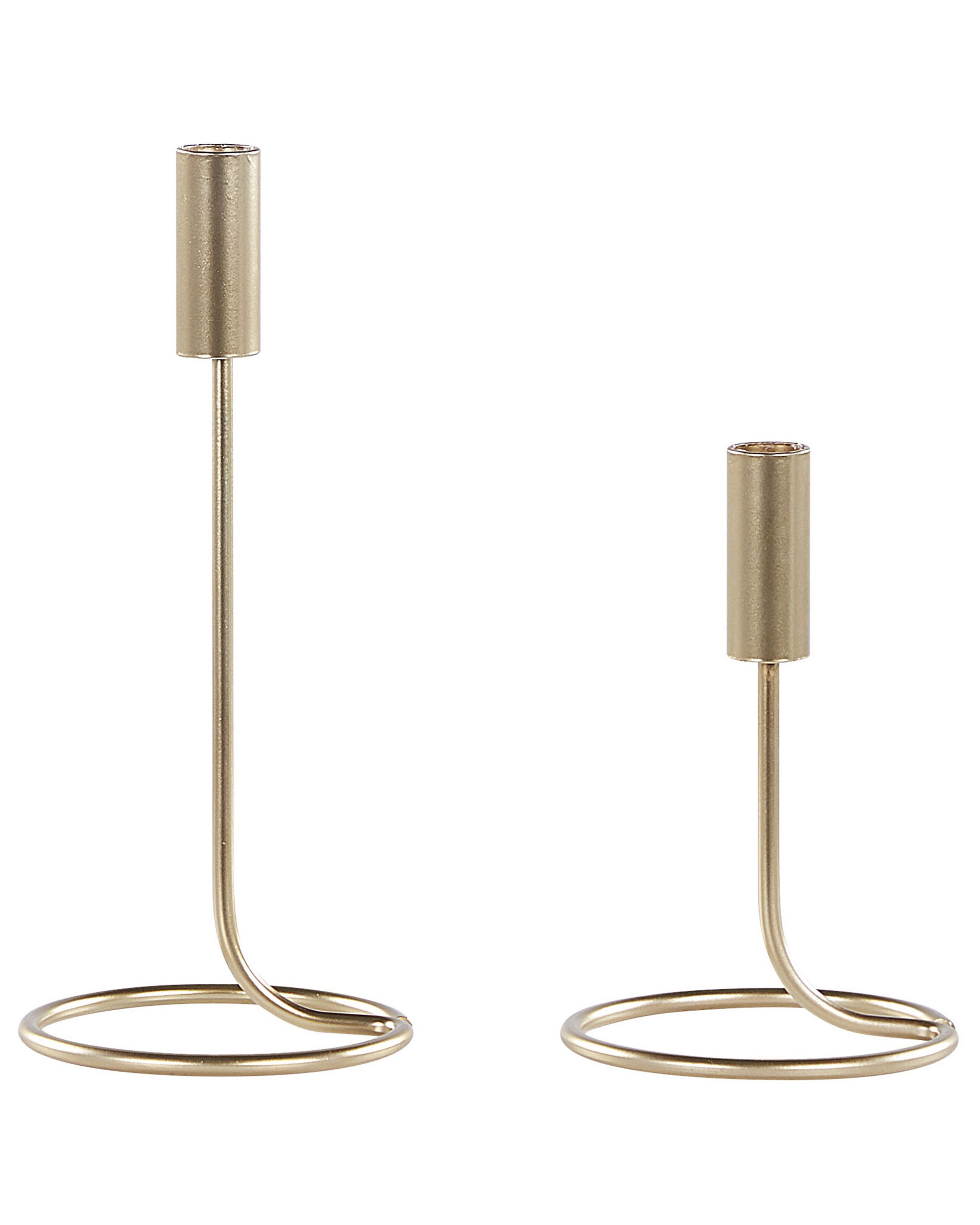Set of 2 Iron Candlesticks Gold - Gemini Interiors