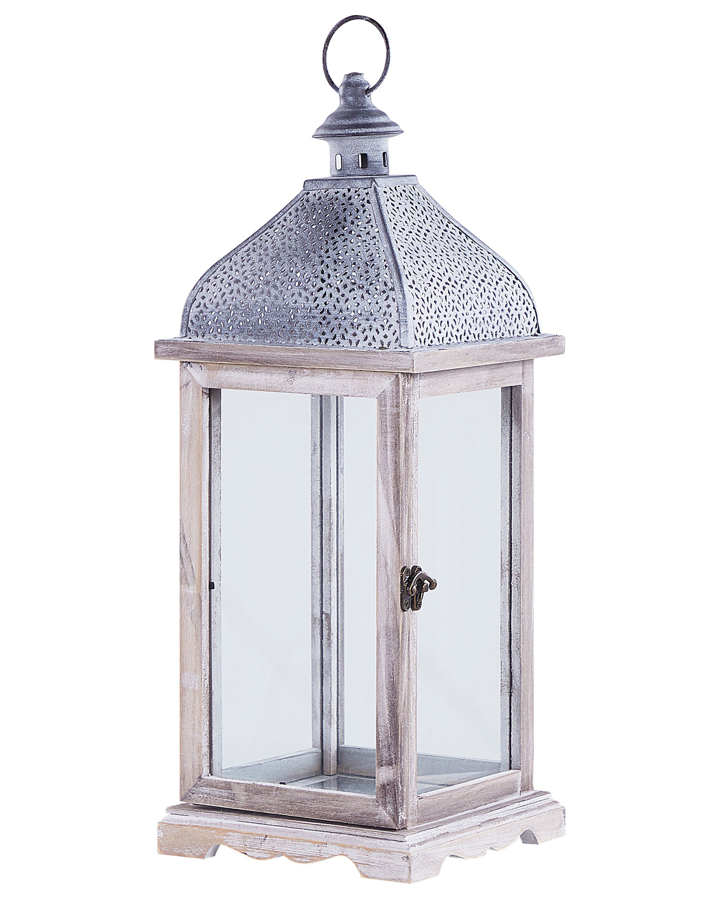 Metal Candle Lantern 47 cm White SAMAR - Gemini Interiors