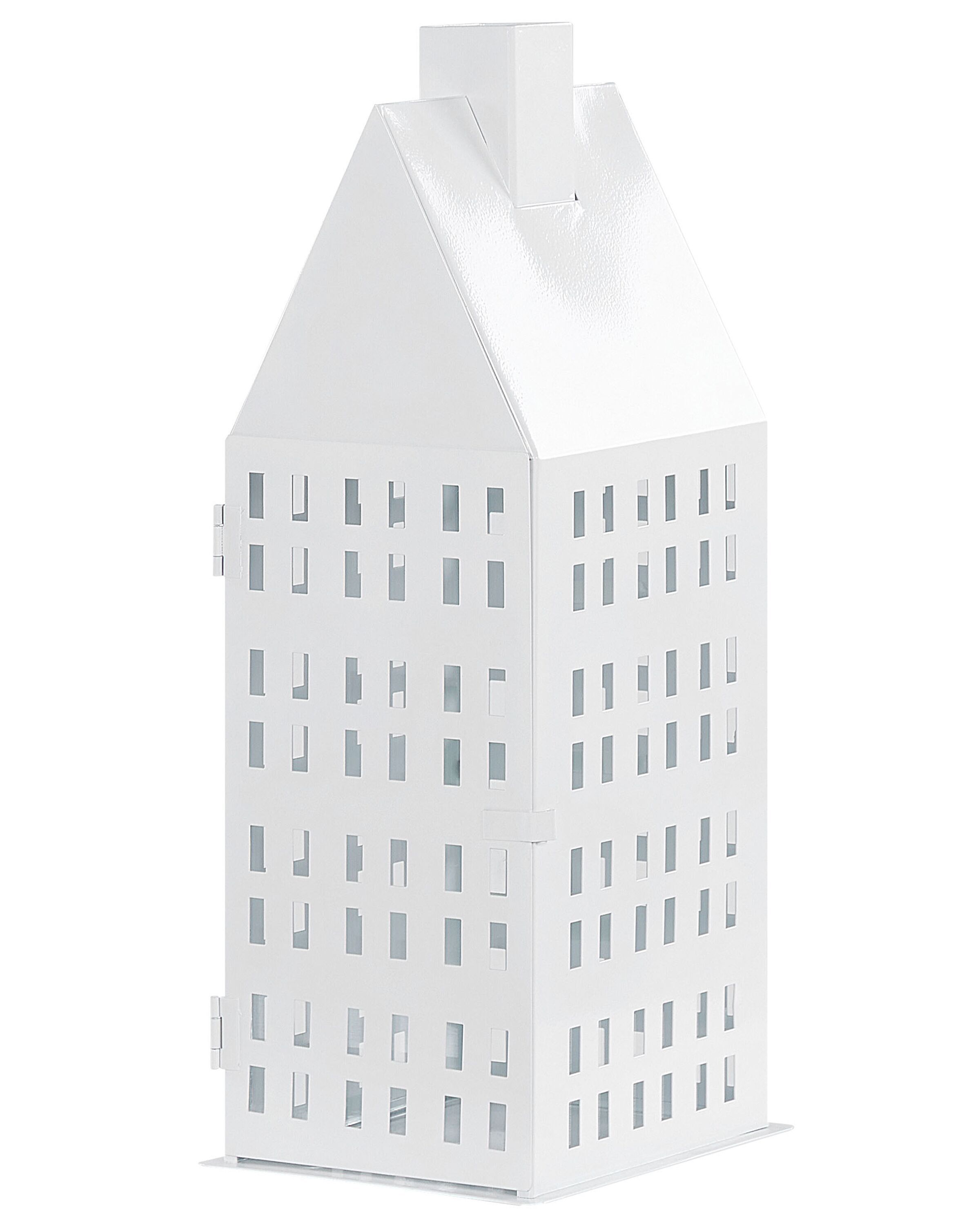 Metal Candle Lantern 40 cm White DOLOK - Gemini Interiors