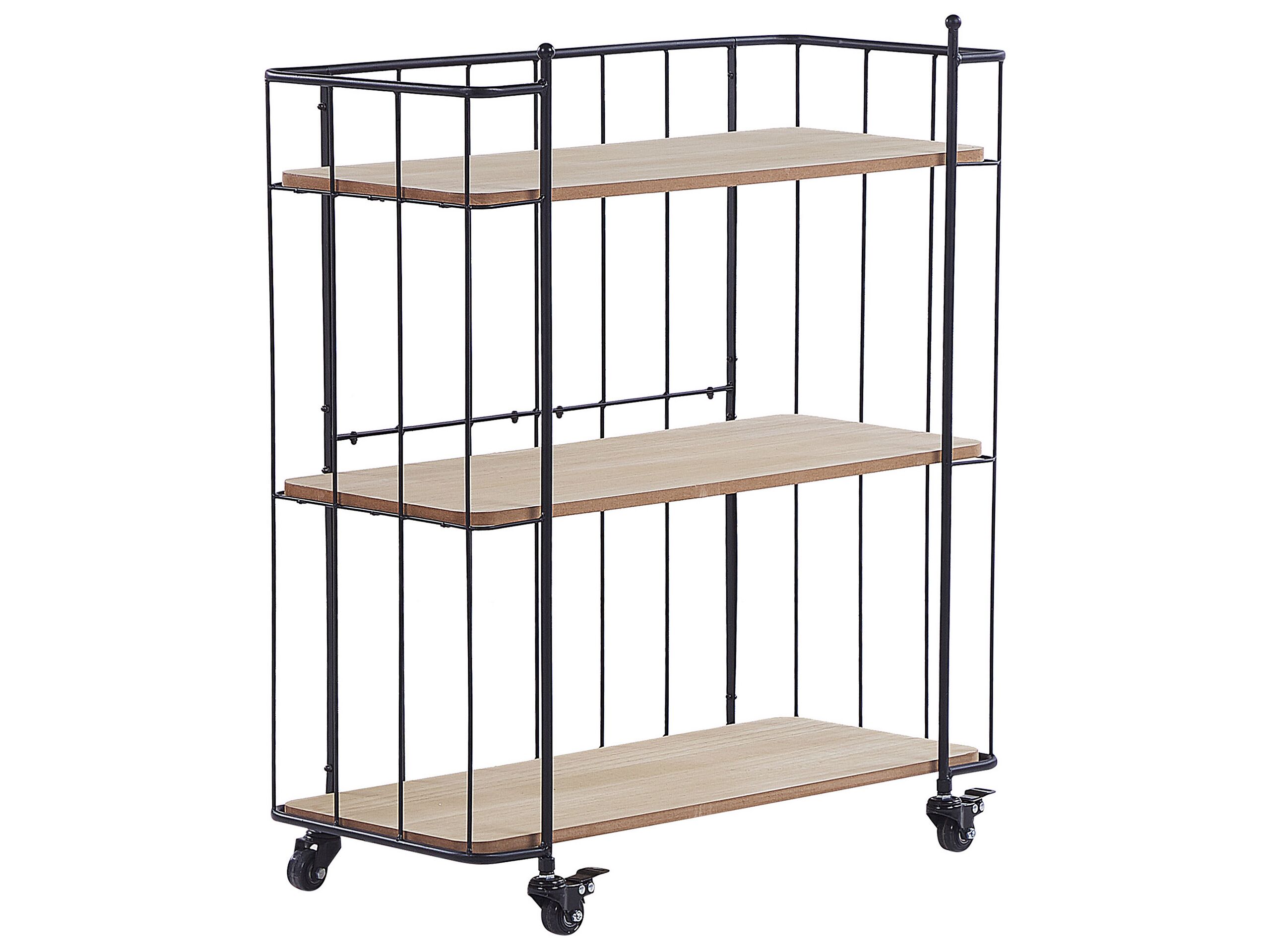 Metal Kitchen Trolley Light Wood with Black GABBS - Gemini Interiors