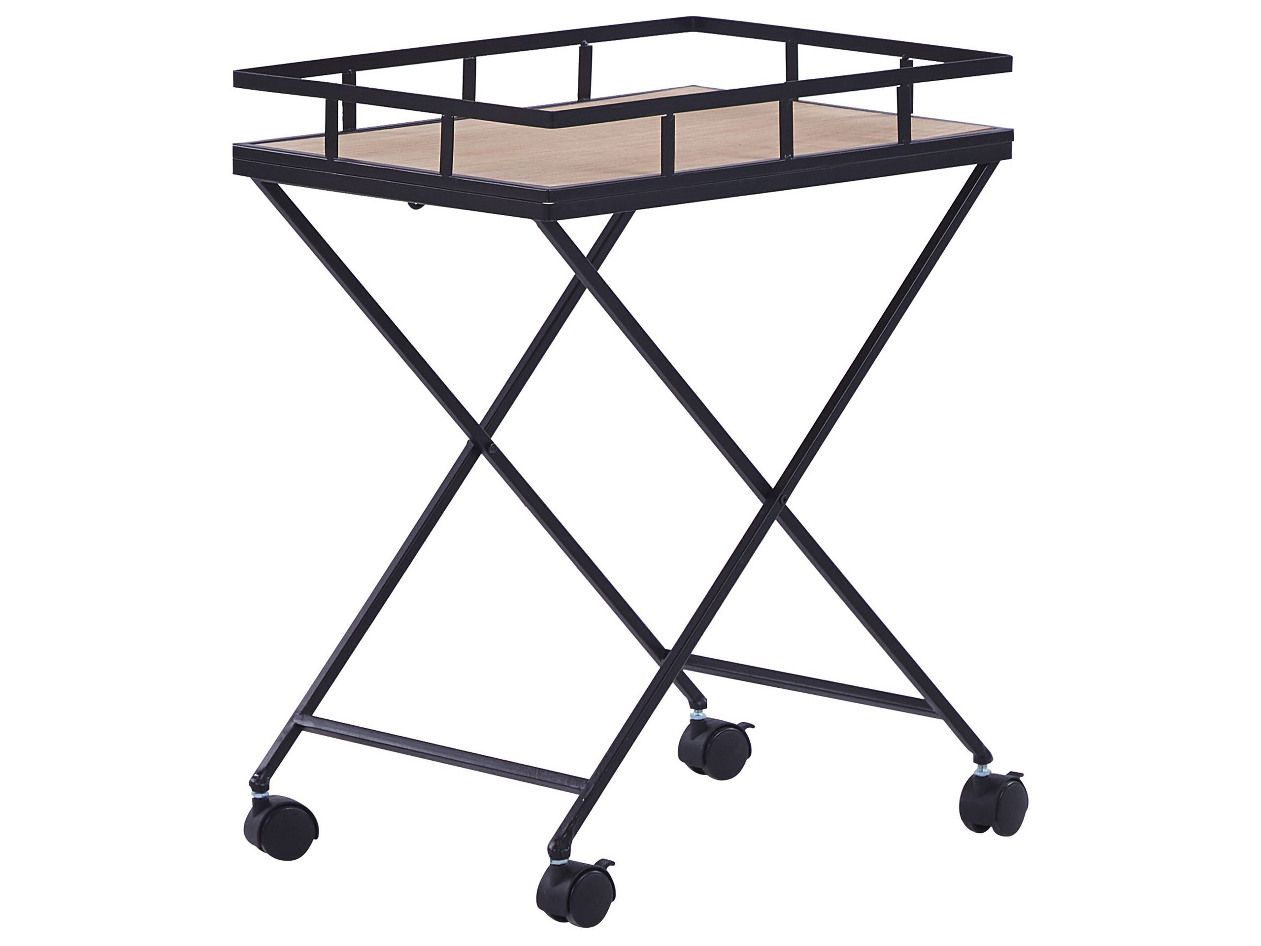 Metal Kitchen Trolley Light Wood with Black LEOTI - Gemini Interiors