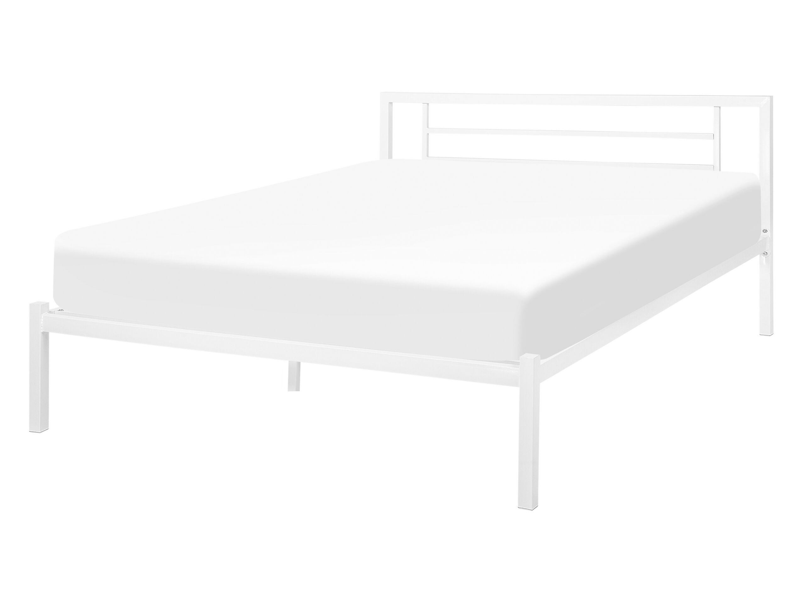 Metal EU Double Size Bed White CUSSET - Gemini Interiors