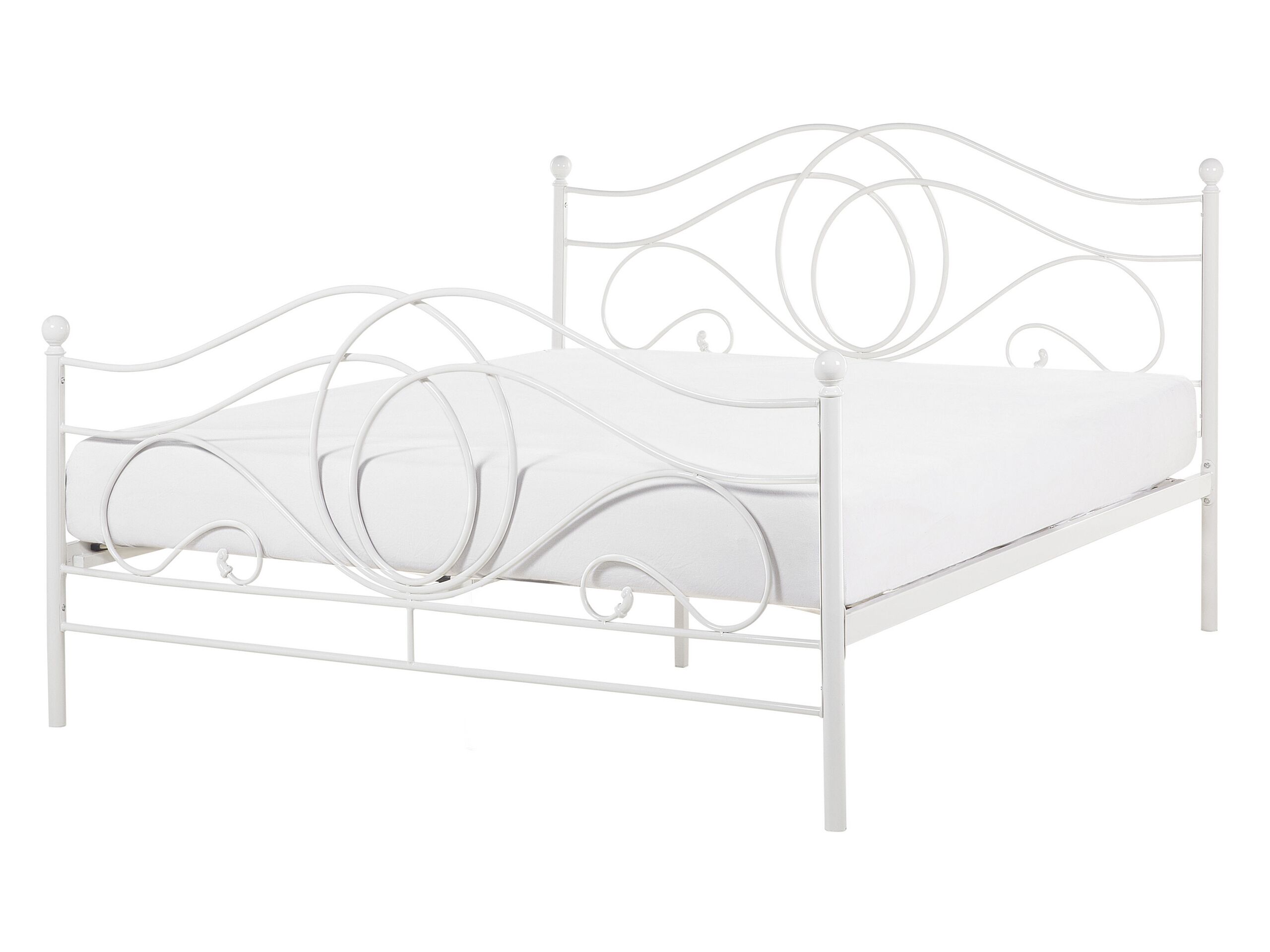 Metal EU Double Size Bed White LYRA - Gemini Interiors