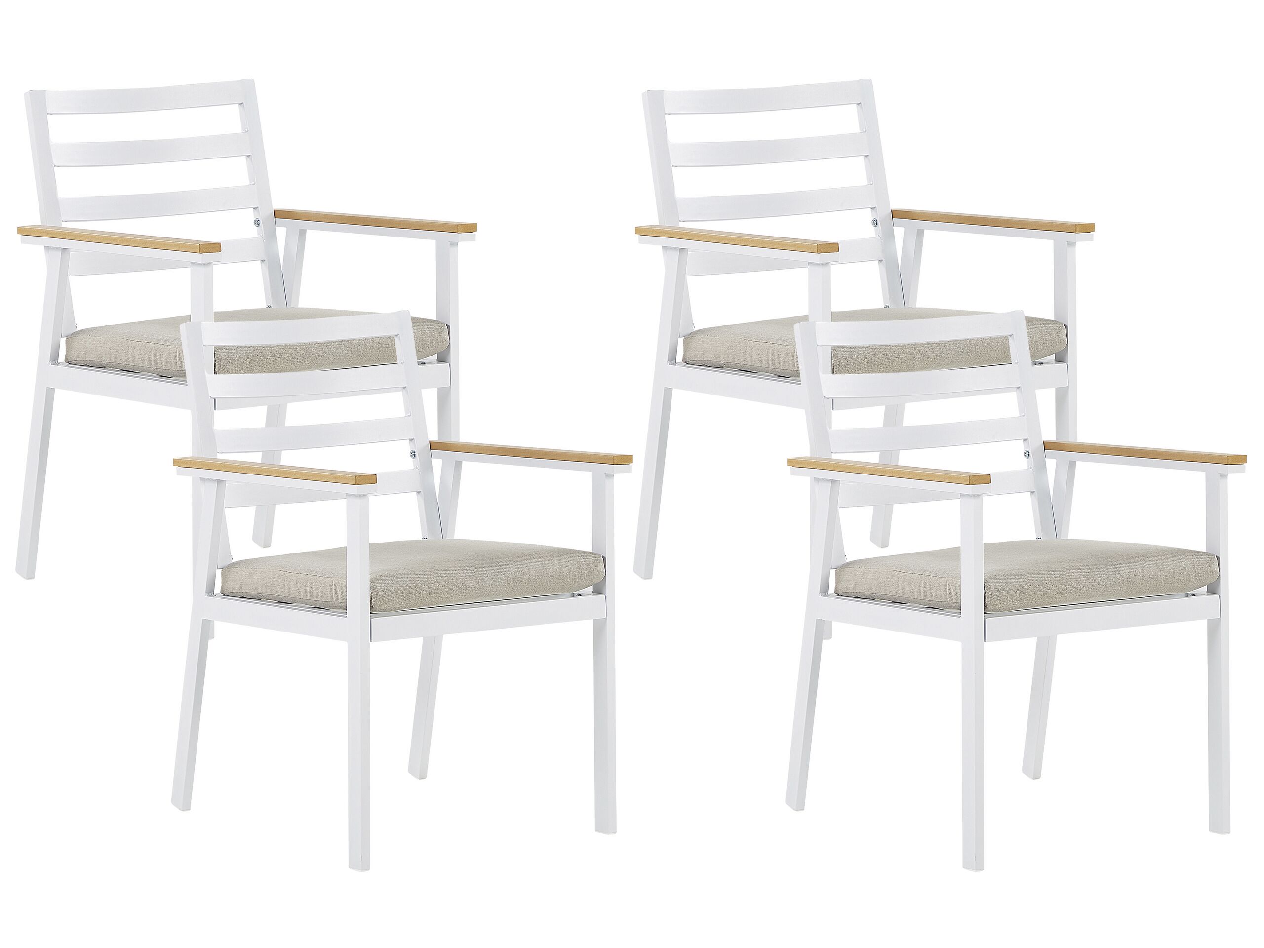 Set of 4 Garden Chairs with Beige Cushions White CAVOLI - Gemini Interiors