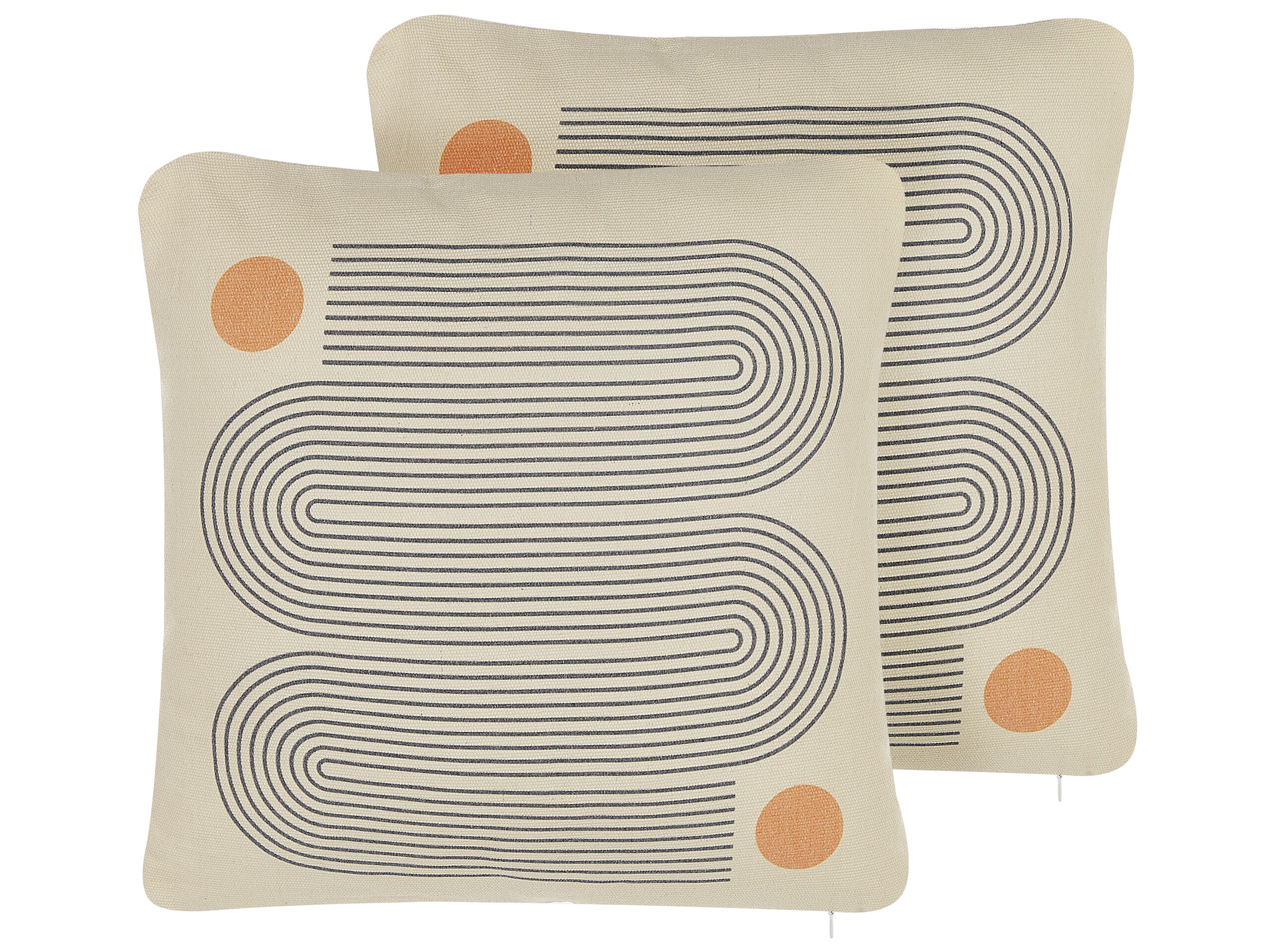 Set of 2 Cushions Geometric Pattern 45x45cm Multicolour - Gemini Interiors