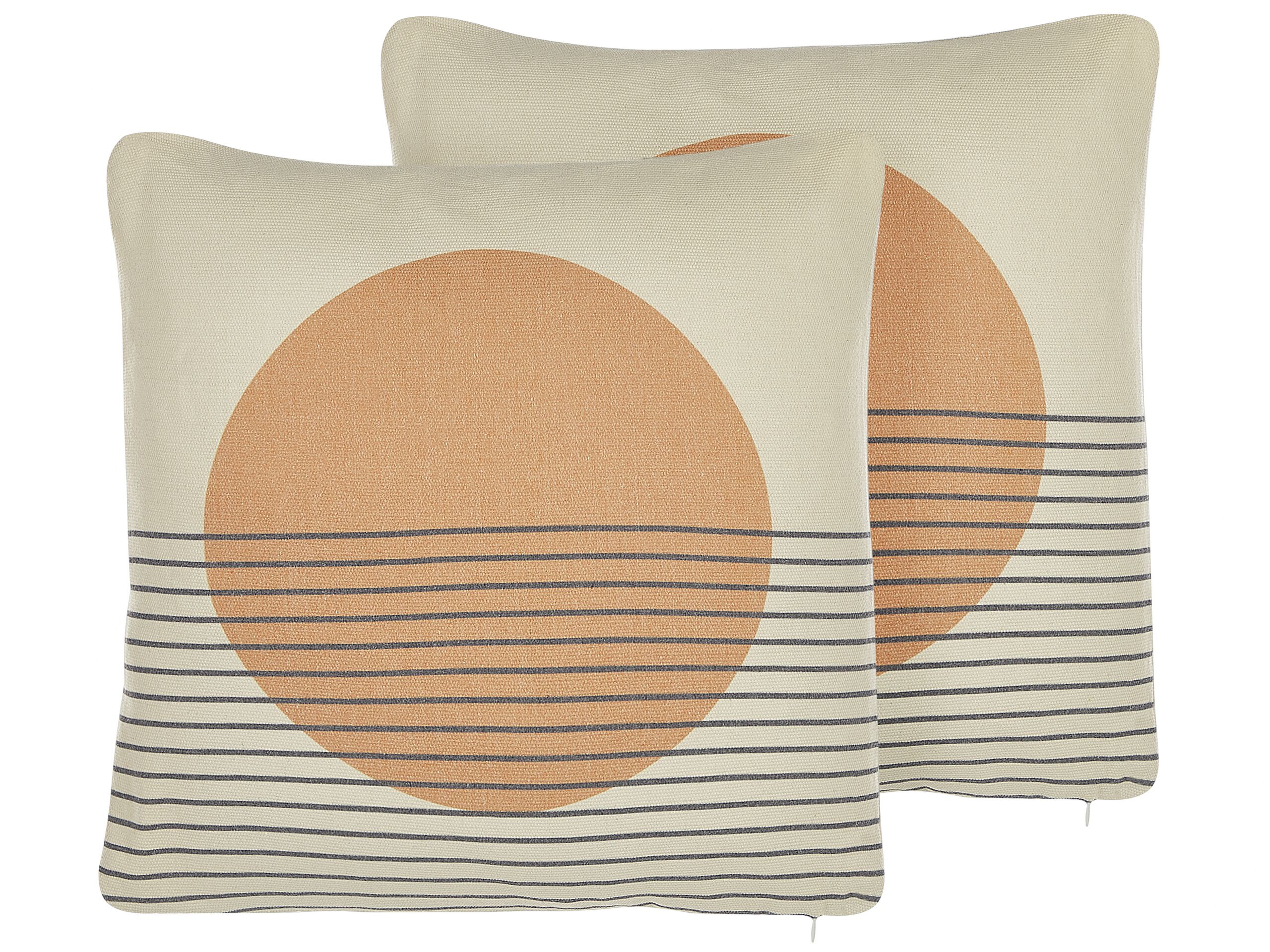 Set of 2 Cushions Geometric Pattern 45x45cm Multicolour - Gemini Interiors
