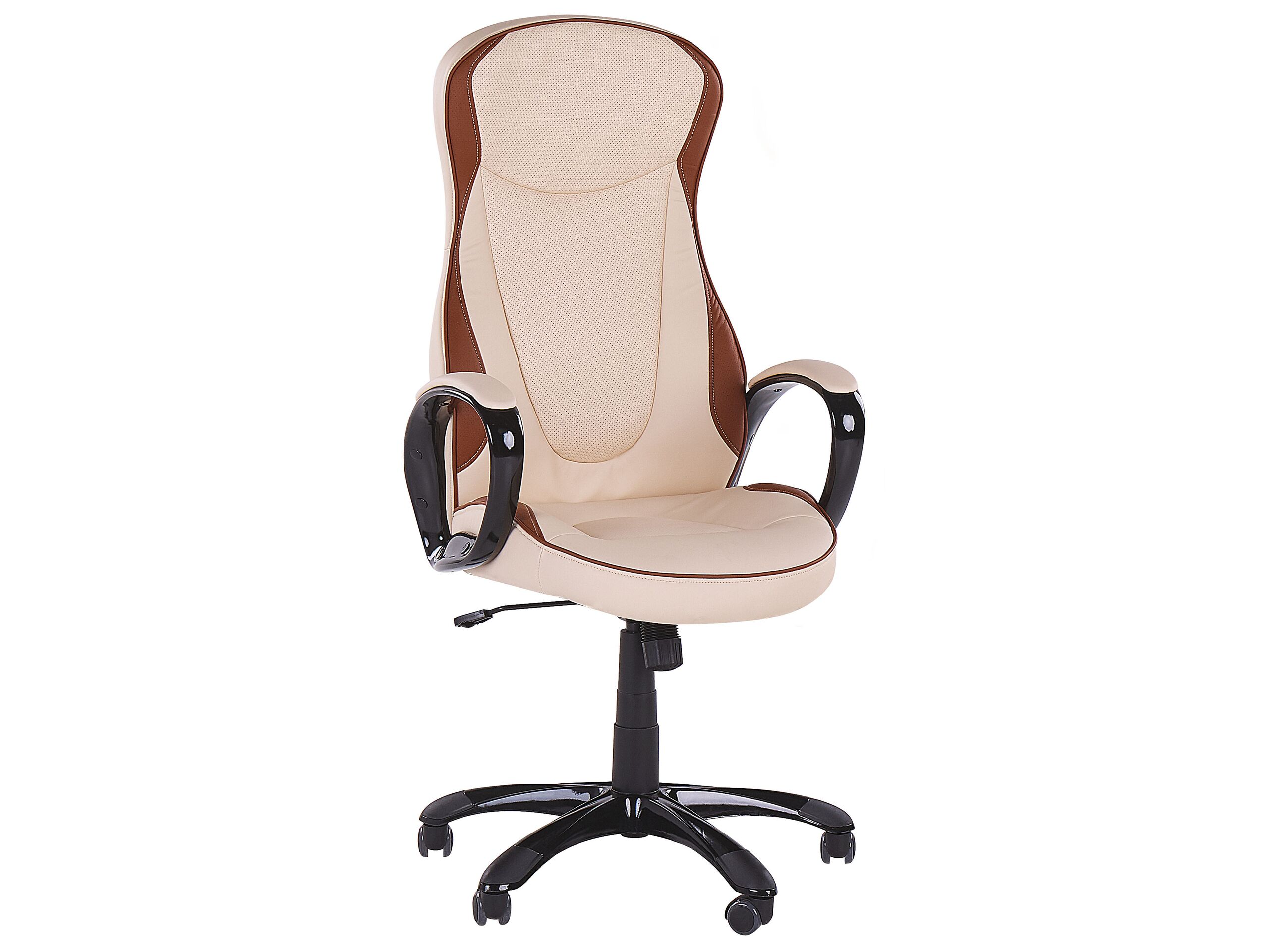 Faux Leather Swivel Executive Chair Beige FELICITY - Gemini Interiors
