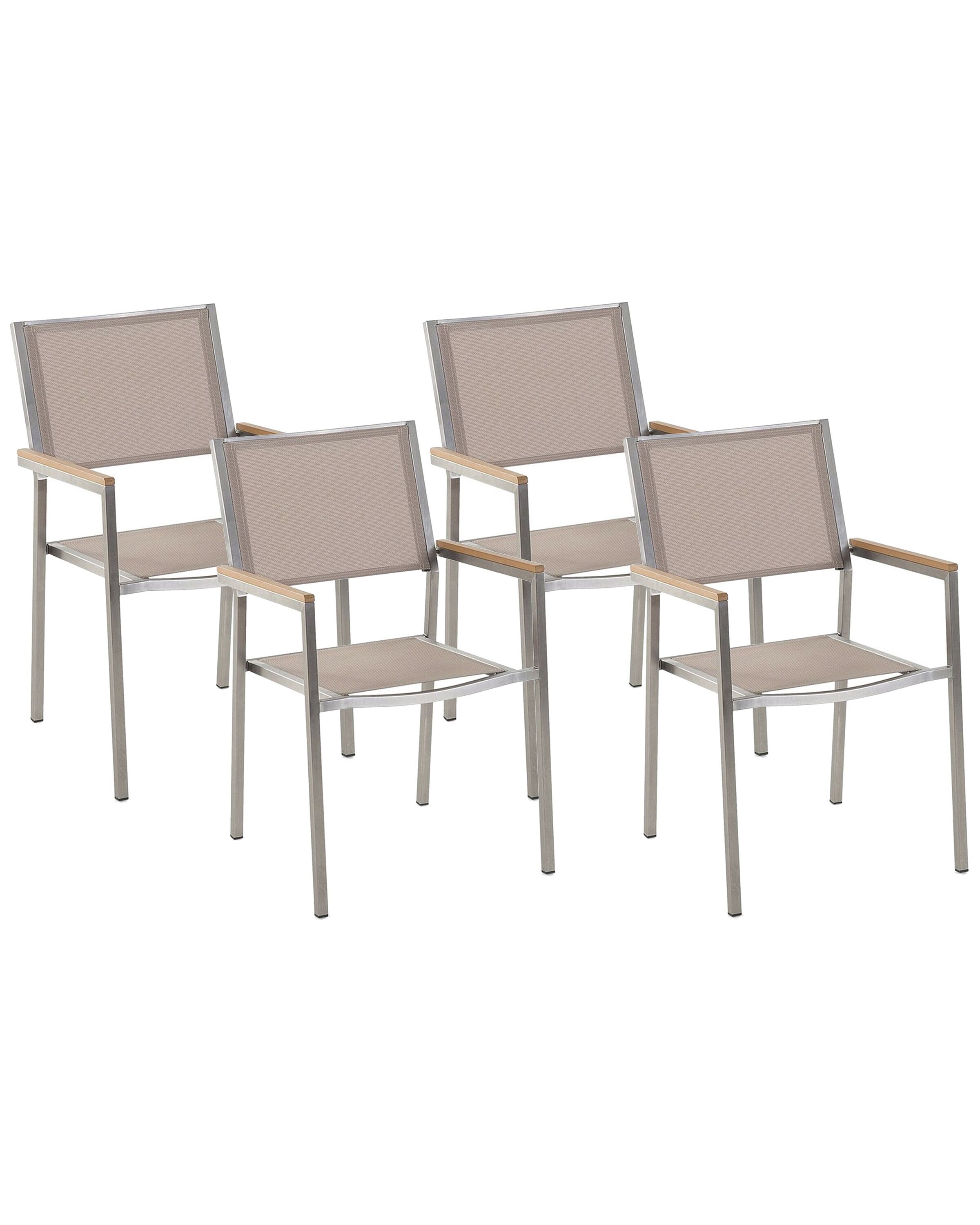 Set of 4 Garden Chairs Beige GROSSETO - Gemini Interiors