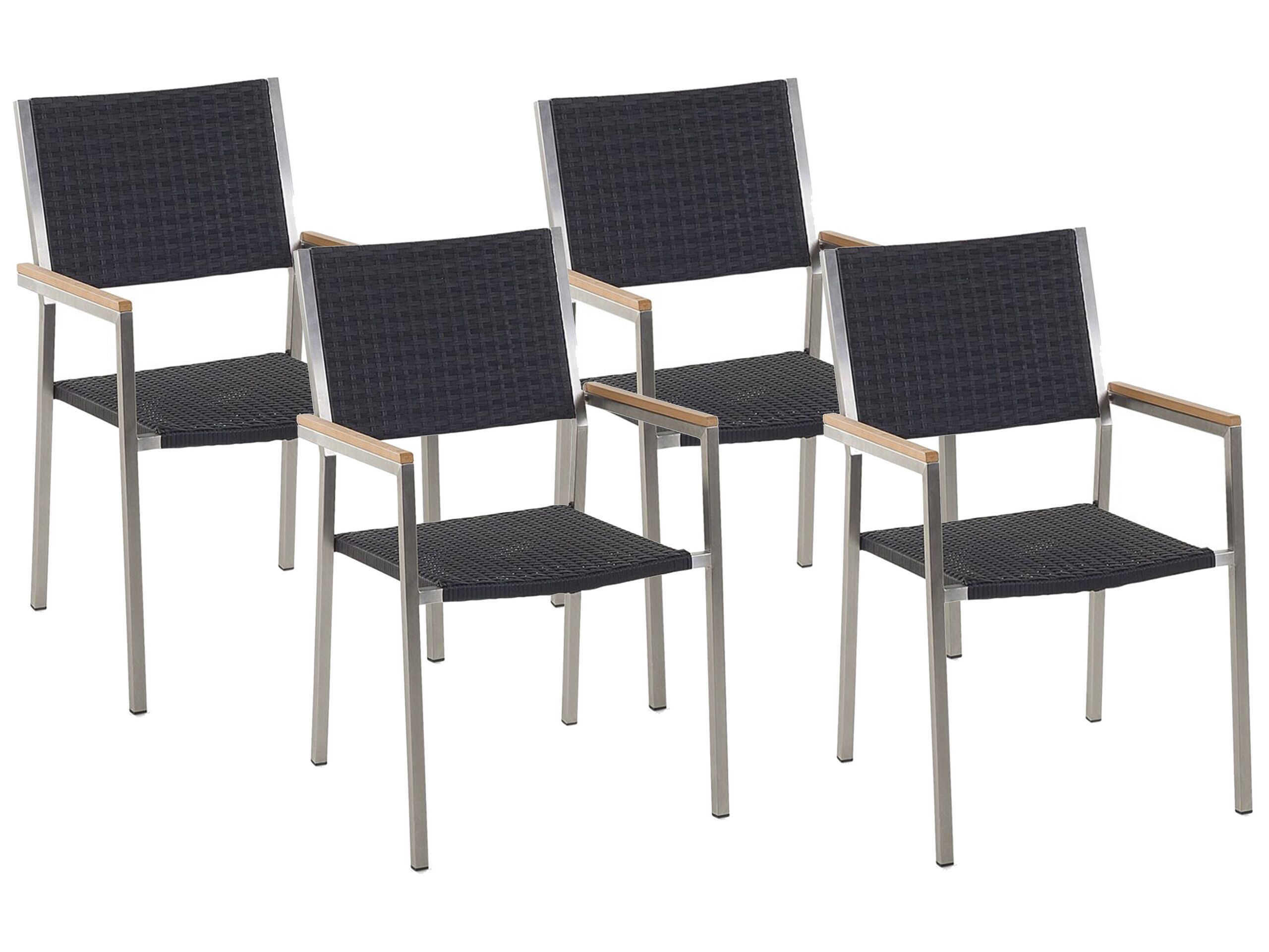 Set of 4 PE Rattan Garden Chairs Black GROSSETO - Gemini Interiors