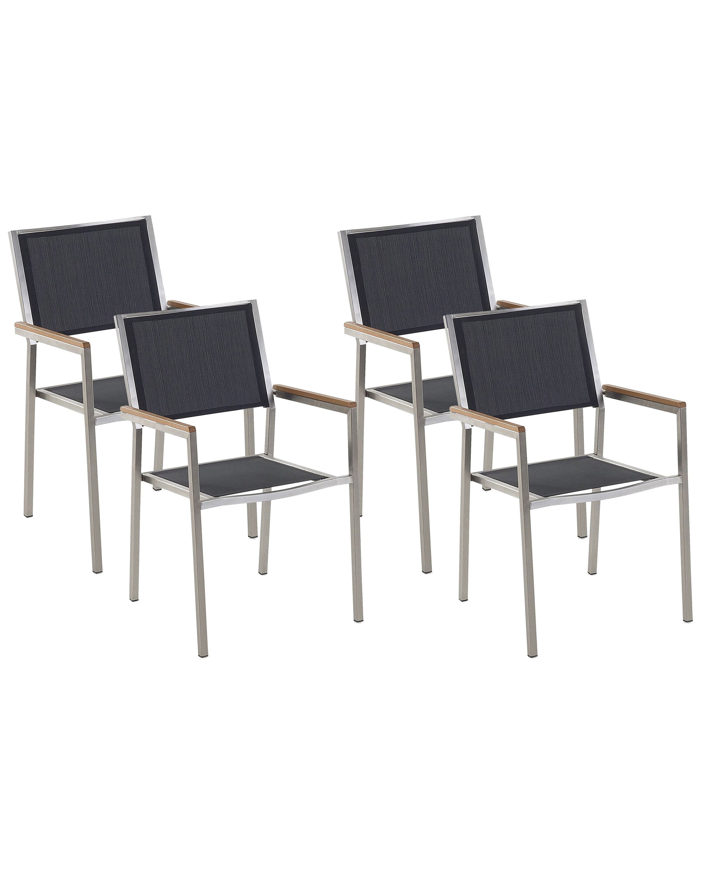 Set of 4 Garden Chairs Black GROSSETO - Gemini Interiors