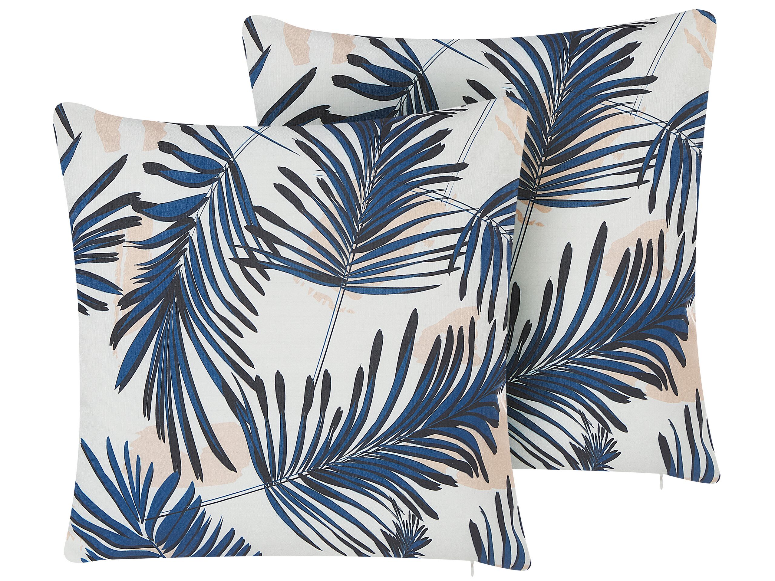 Set of 2 Outdoor Cushions Leaf Motif 45 x 45 cm Blue ELATI - Gemini Interiors
