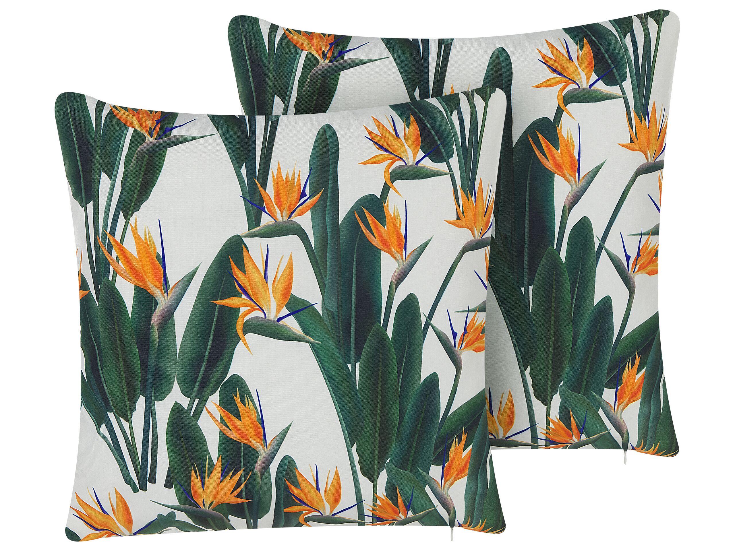 Set of 2 Outdoor Cushions Floral Motif 45 x 45 cm Green TSOTYLI - Gemini Interiors