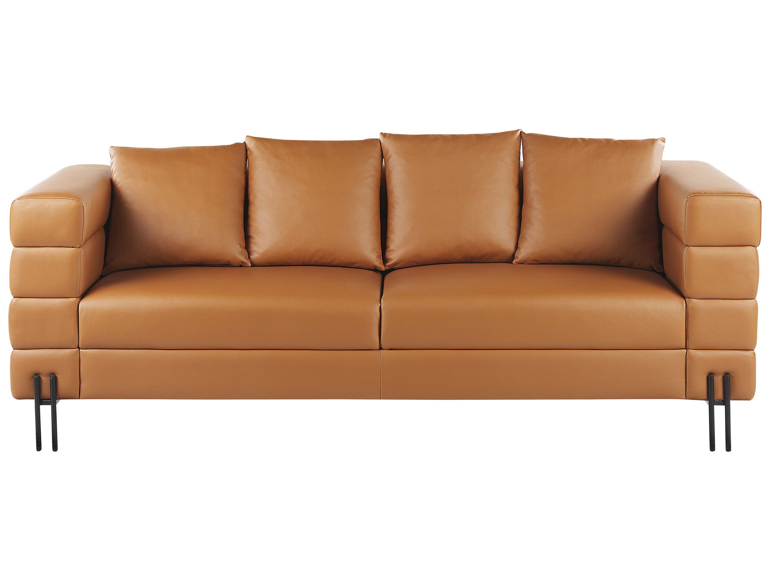 3 Seater Faux Leather Sofa Brown GRANNA - Gemini Interiors